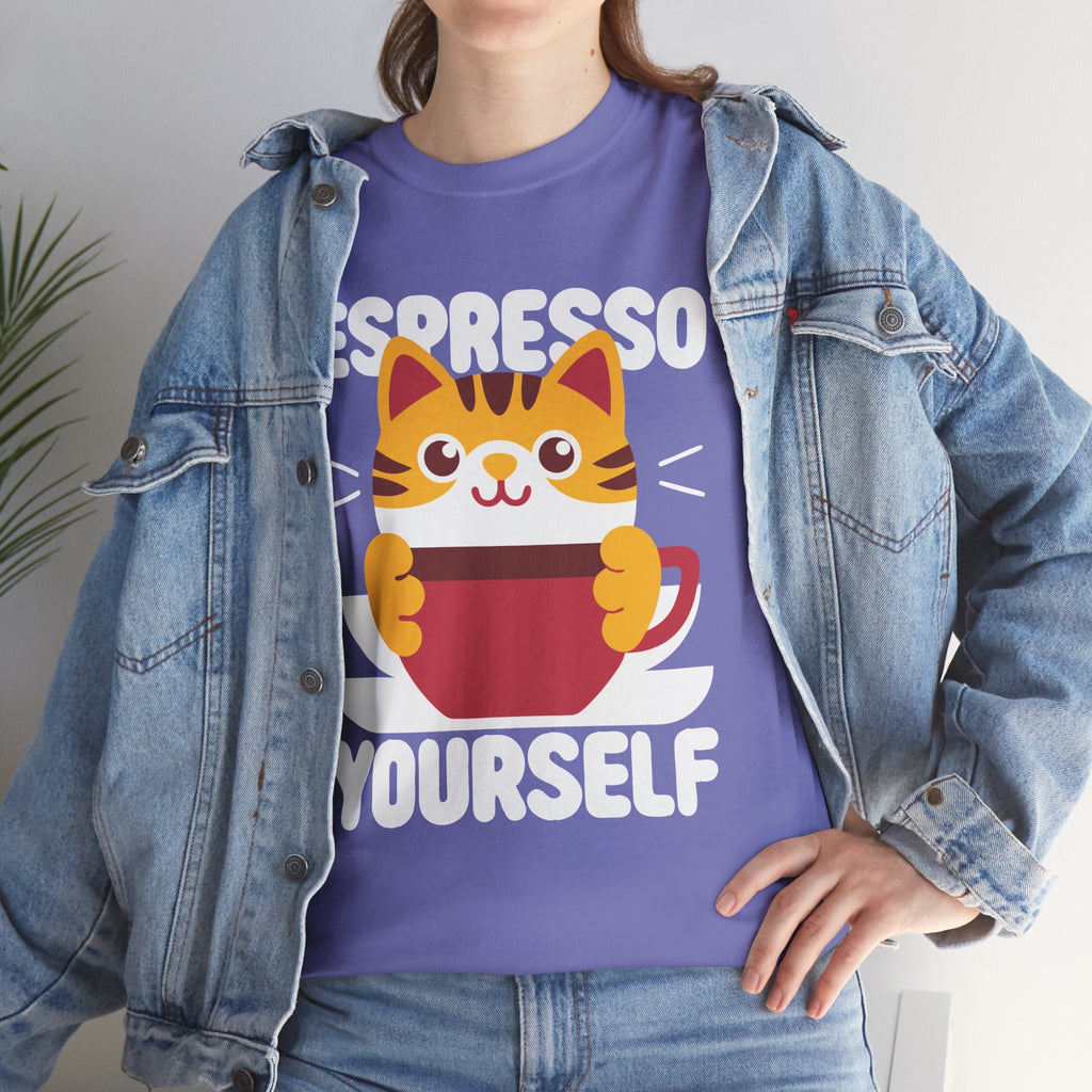 Espresso Yourself™ Color Edition Cat & Coffee Graphic Tee - Cocolychee
