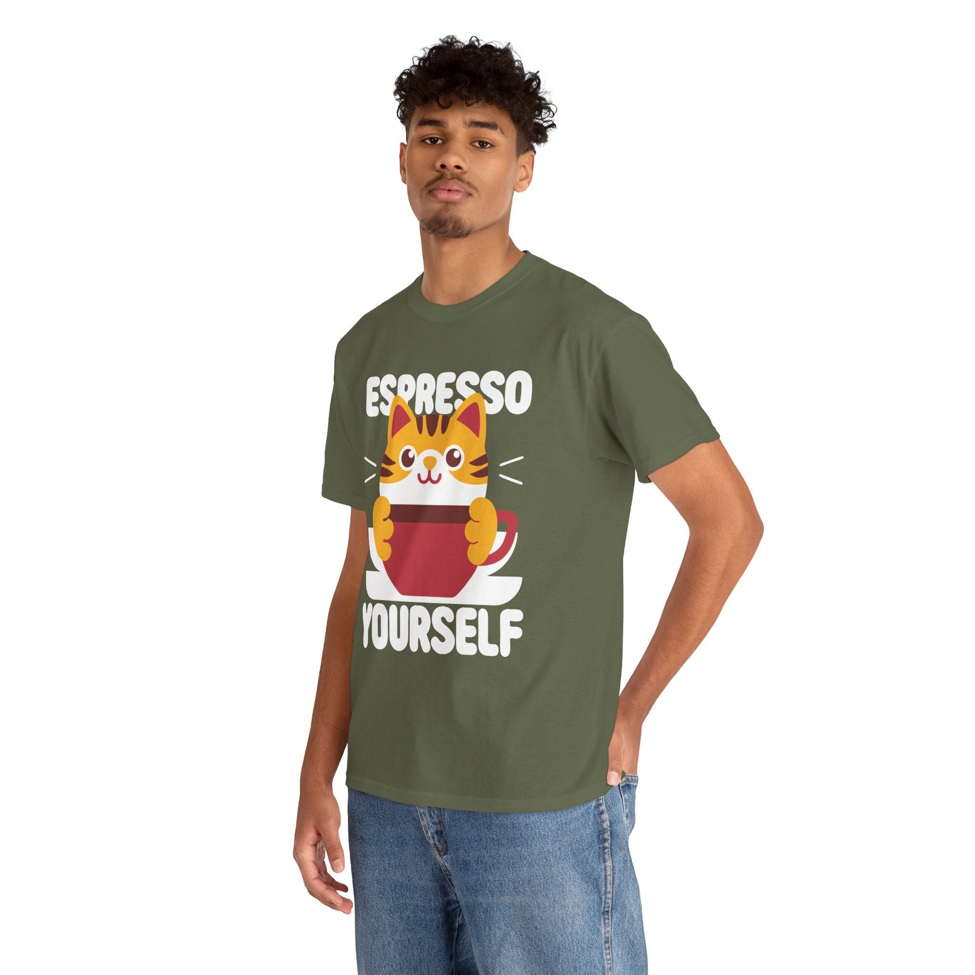 Espresso Yourself™ Color Edition Cat & Coffee Graphic Tee - Cocolychee