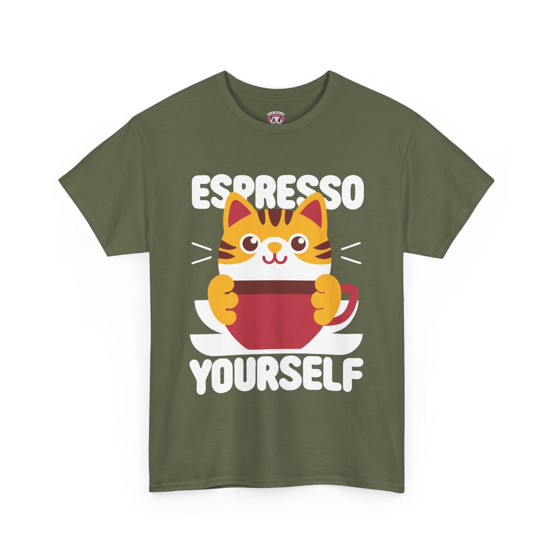 Espresso Yourself™ Color Edition Cat & Coffee Graphic Tee - Cocolychee