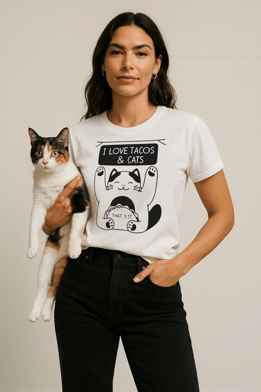 I Love Tacos & Cats™ Line - Art Graphic Tee - Cocolychee