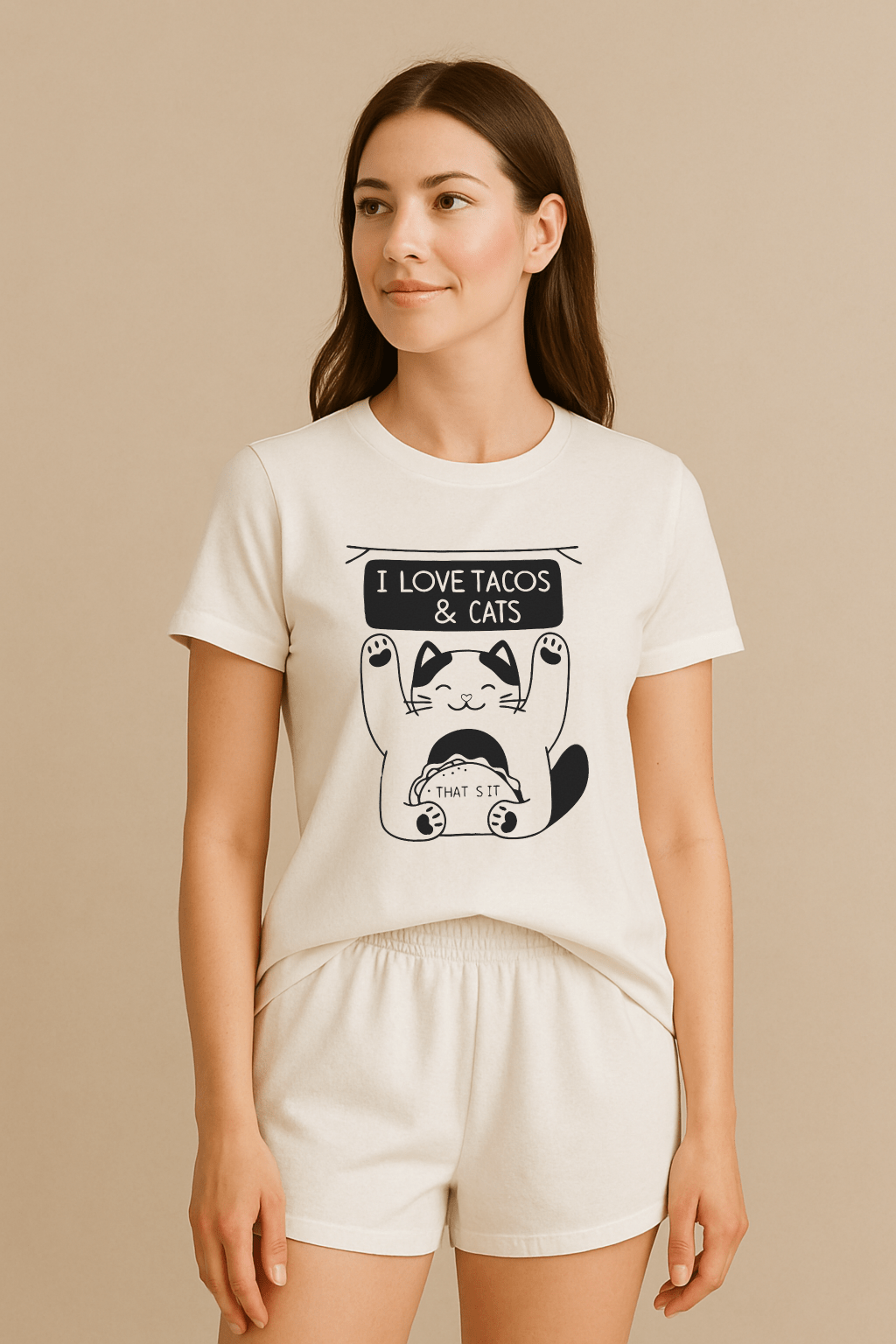 I Love Tacos & Cats™ Line - Art Graphic Tee - Cocolychee