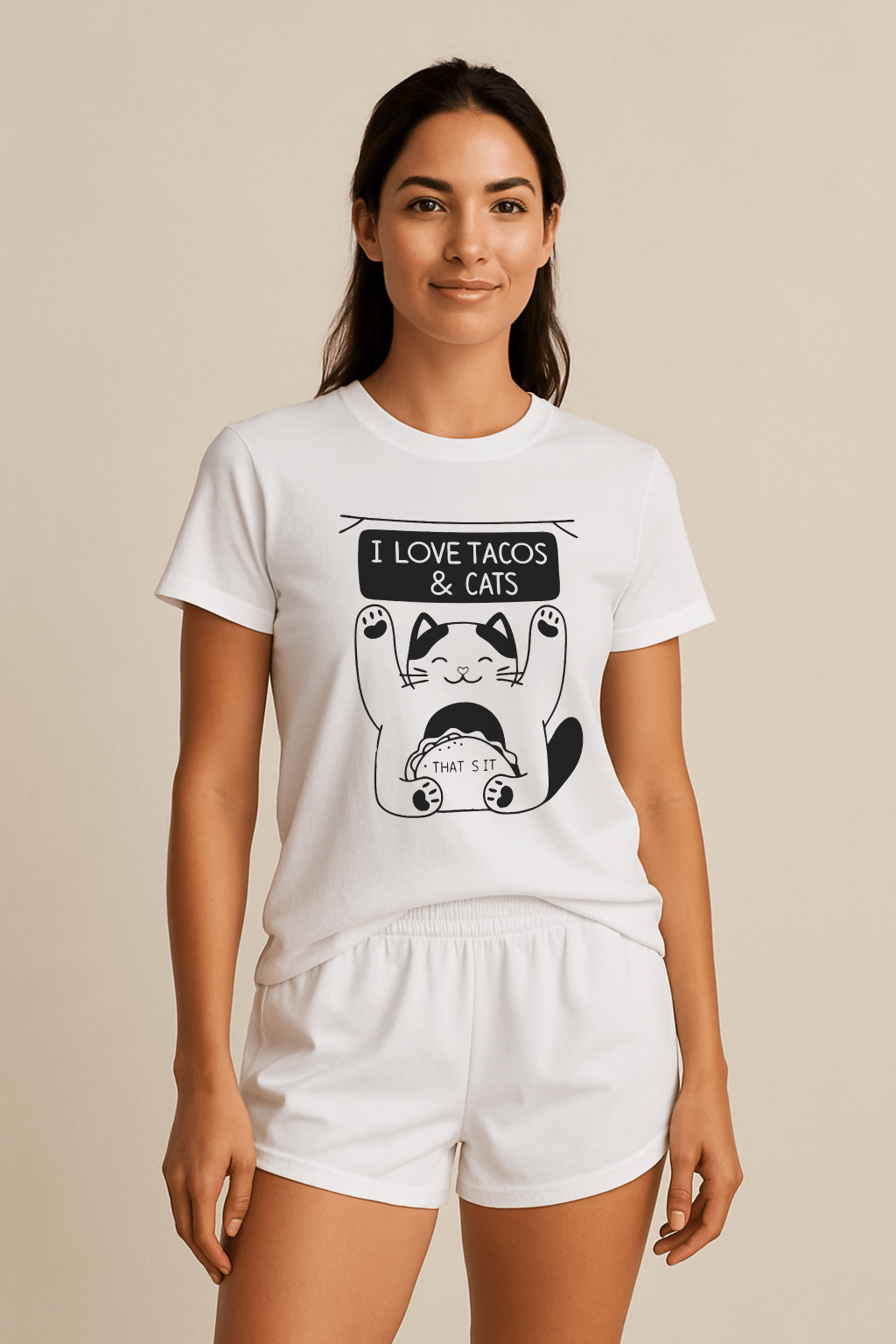 I Love Tacos & Cats™ Line - Art Graphic Tee - Cocolychee