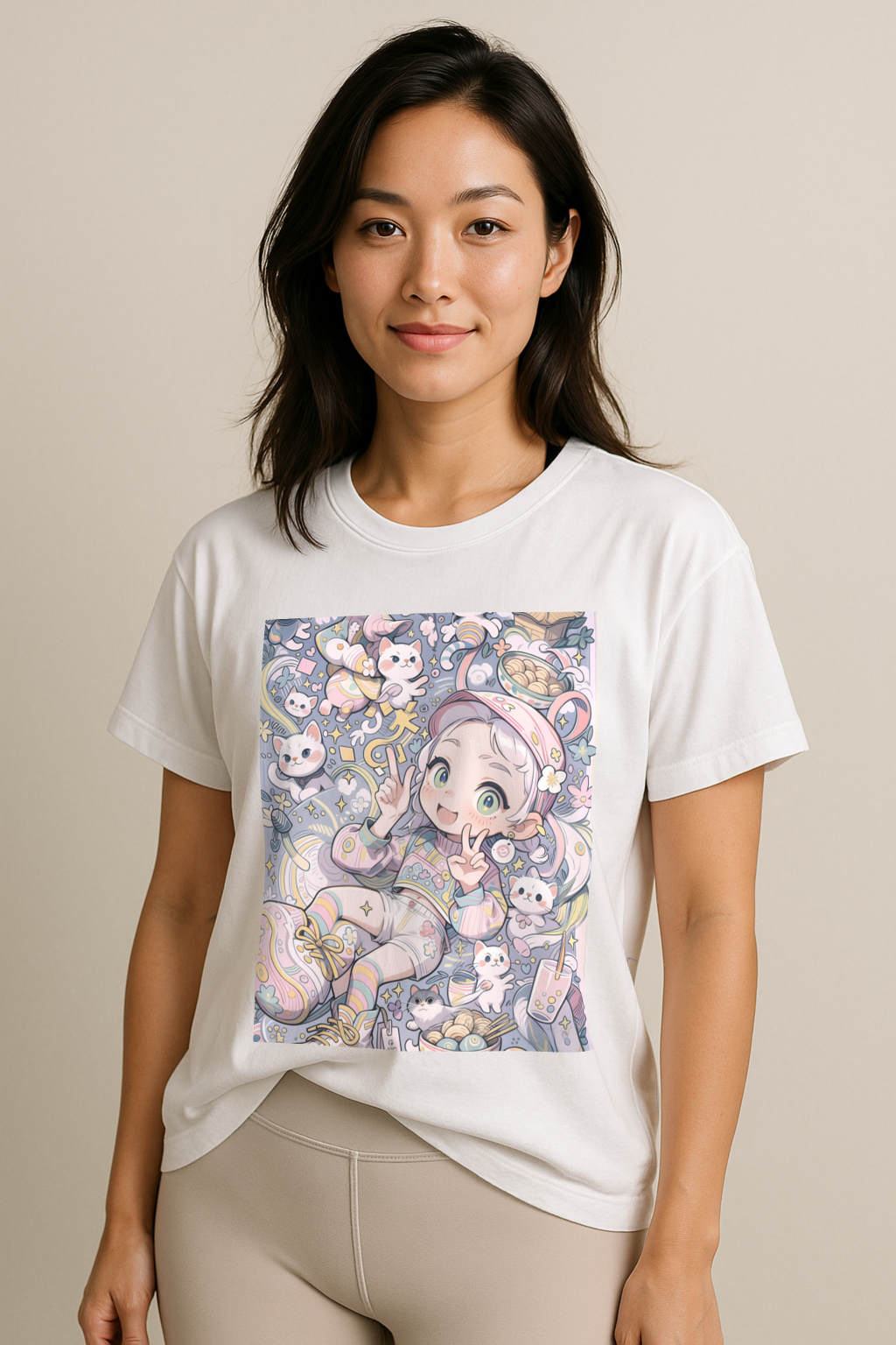 Kawaii Noodle Dreamscape™ Tee – Japanese Cat Girl Fantasy Shirt