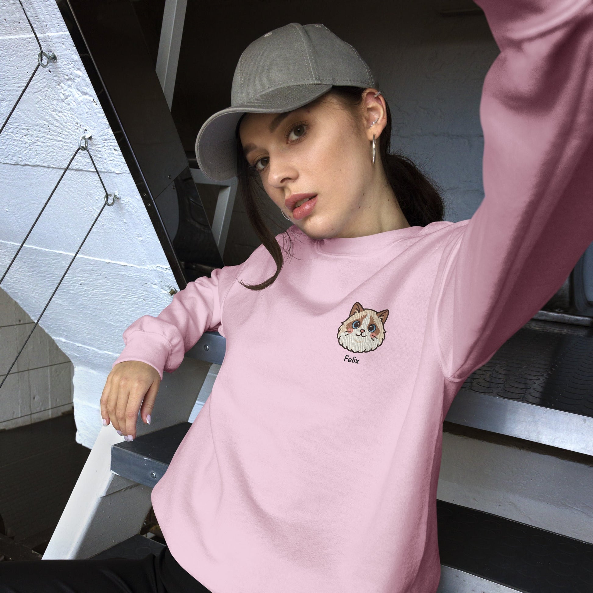 Kawaii Custom Pet Embroidered Sweatshirt – Up to 2 Pets - Cocolychee