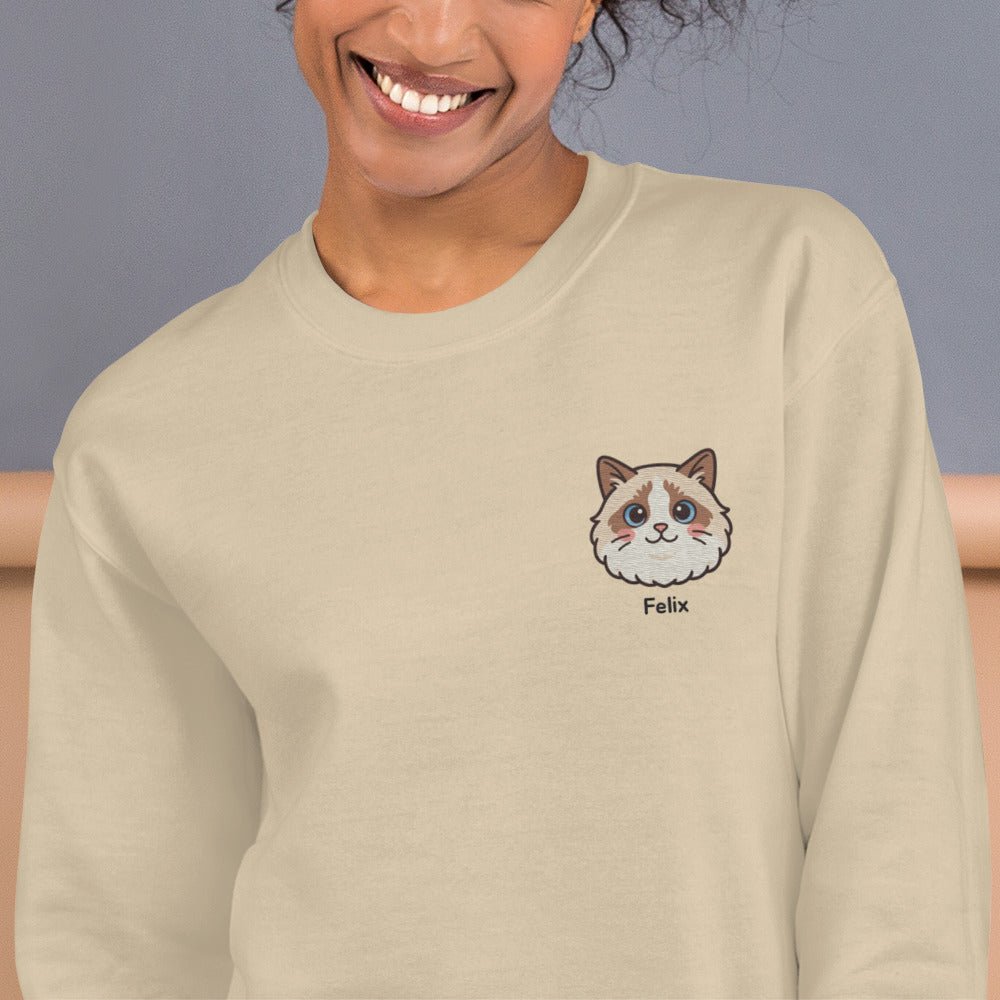 Kawaii Custom Pet Embroidered Sweatshirt – Up to 2 Pets - Cocolychee