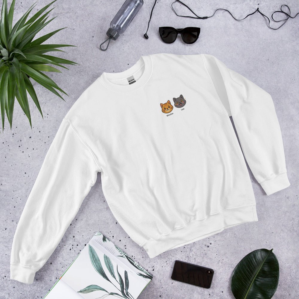 Kawaii Custom Pet Embroidered Sweatshirt – Up to 2 Pets - Cocolychee