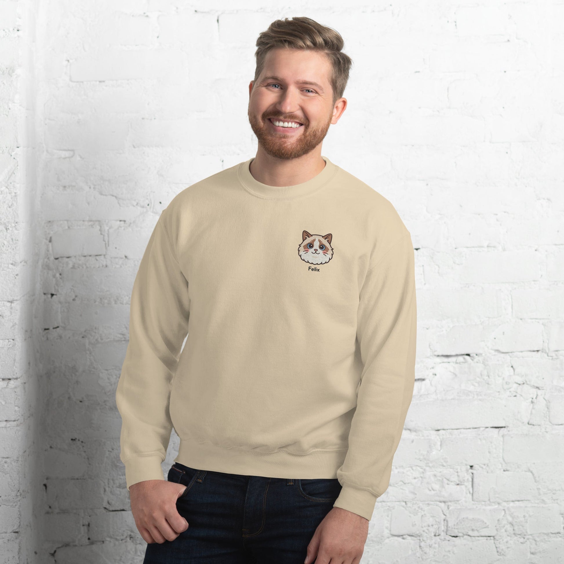 Kawaii Custom Pet Embroidered Sweatshirt – Up to 2 Pets - Cocolychee