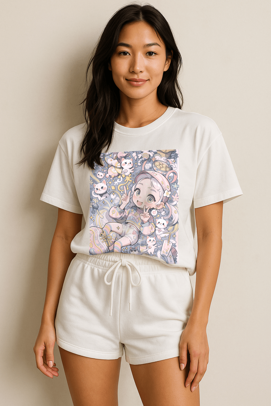 Kawaii Noodle Dreamscape™ Tee – Japanese Cat Girl Fantasy Shirt - Cocolychee