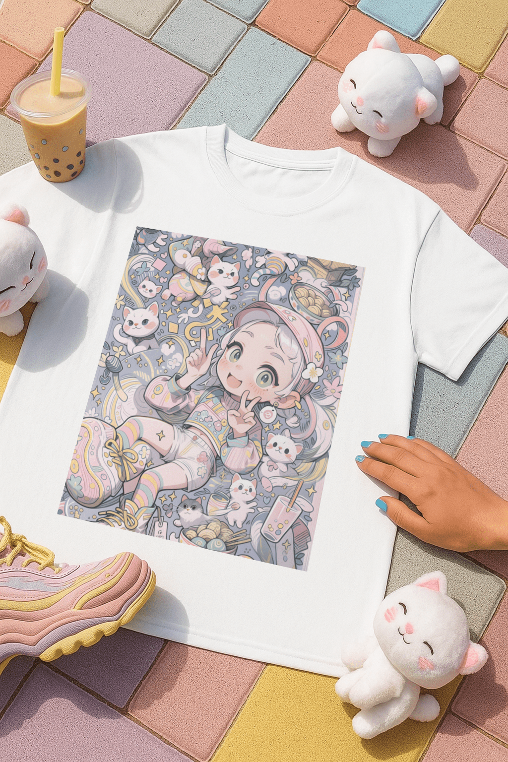Kawaii Noodle Dreamscape™ Tee – Japanese Cat Girl Fantasy Shirt - Cocolychee