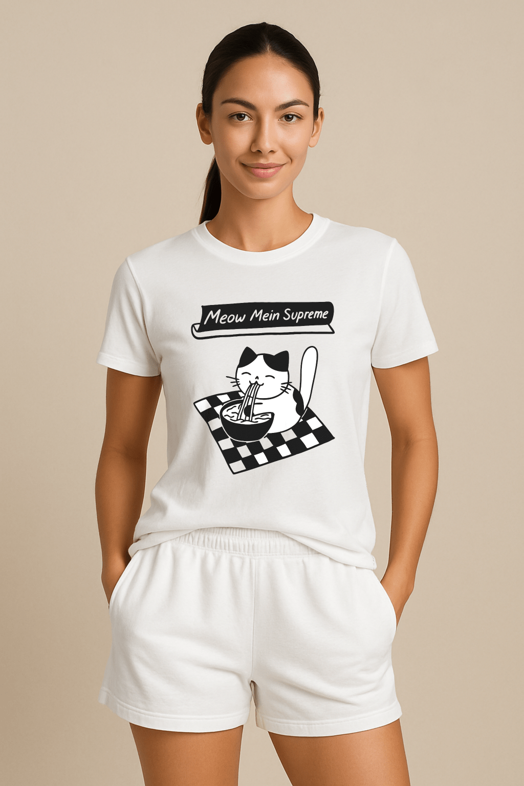 Meow Mein Supreme™ Cat & Ramen Graphic Tee - Cocolychee