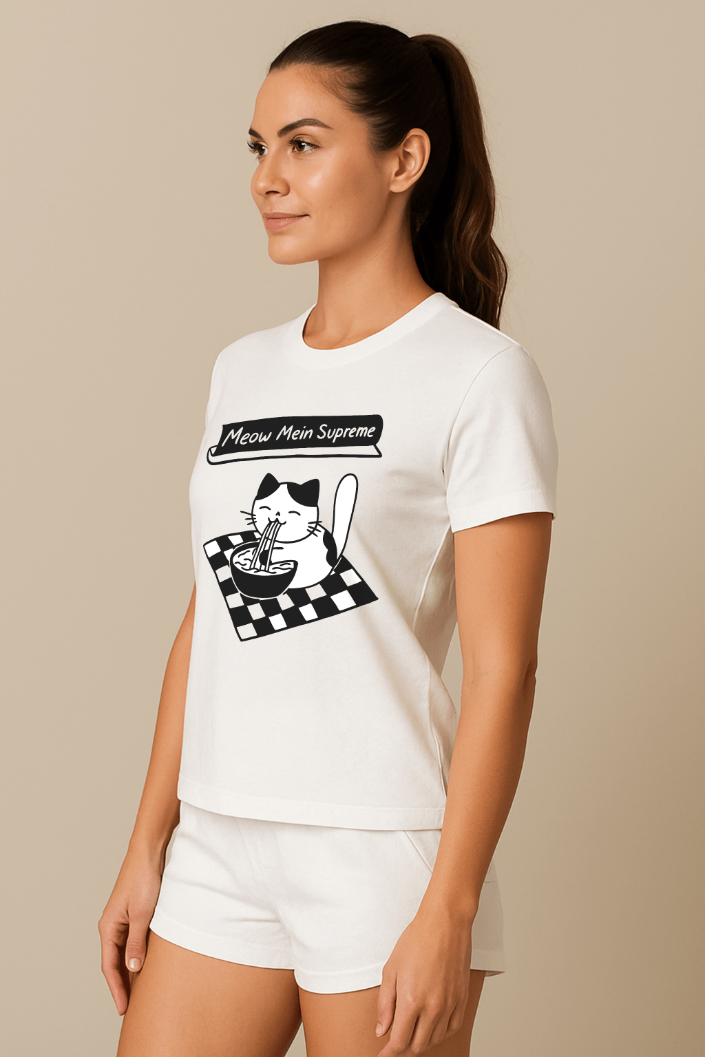 Meow Mein Supreme™ Cat & Ramen Graphic Tee - Cocolychee