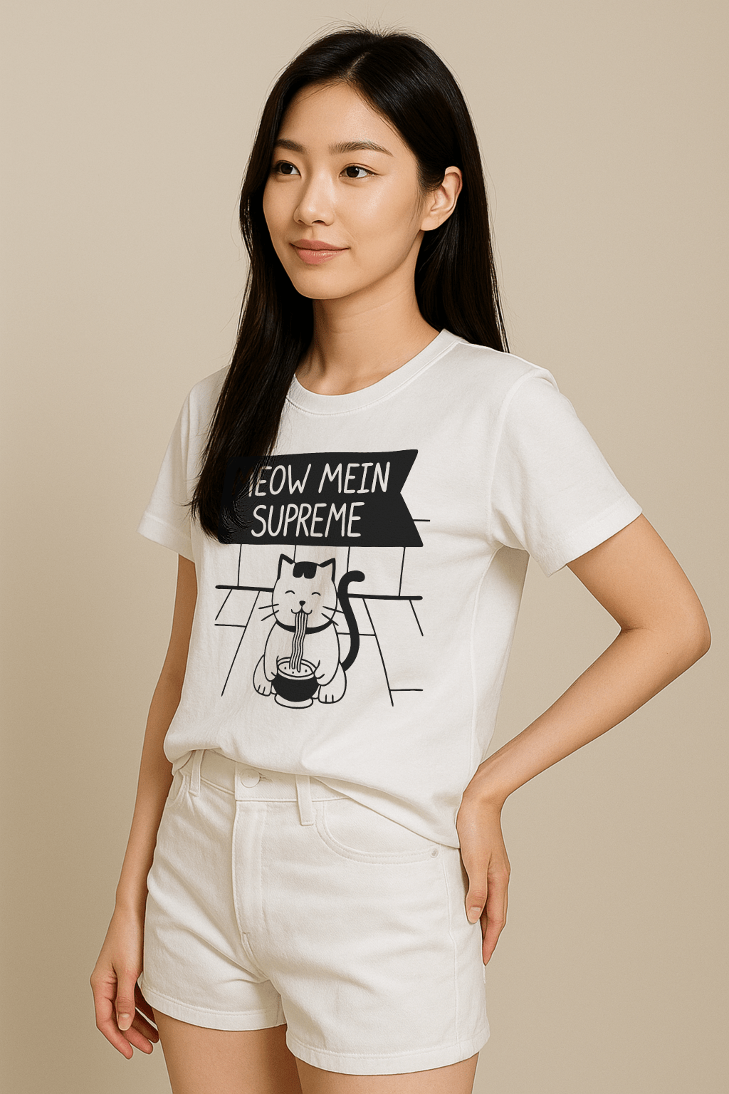 Meow Mein Supreme™ Framed Line - Art Graphic Tee - Cocolychee