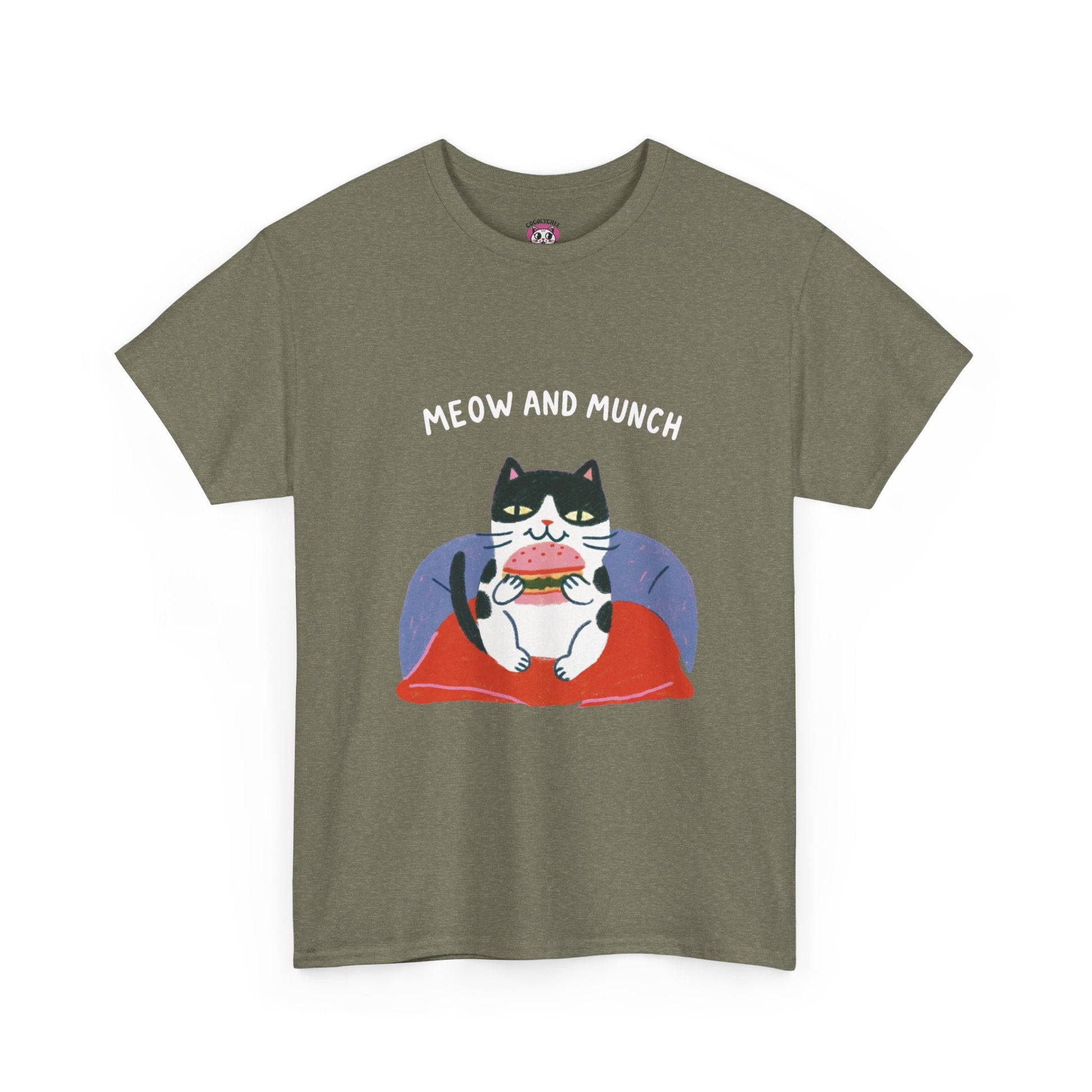 Meow & Munch™ Charcoal Edition Cat & Burger Graphic Tee - Cocolychee