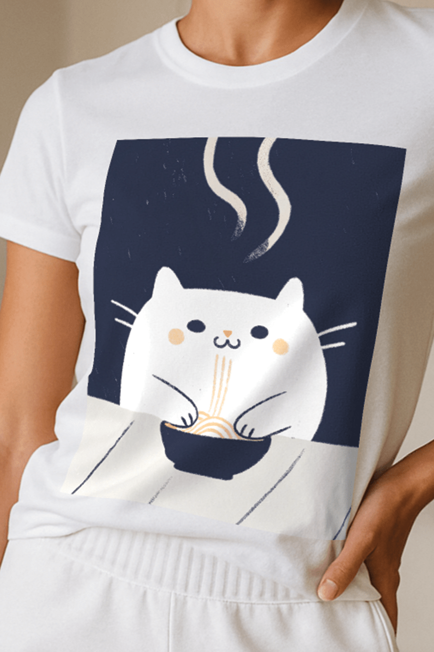 Midnight Slurp™ Cat & Noodle Graphic Tee - Cocolychee