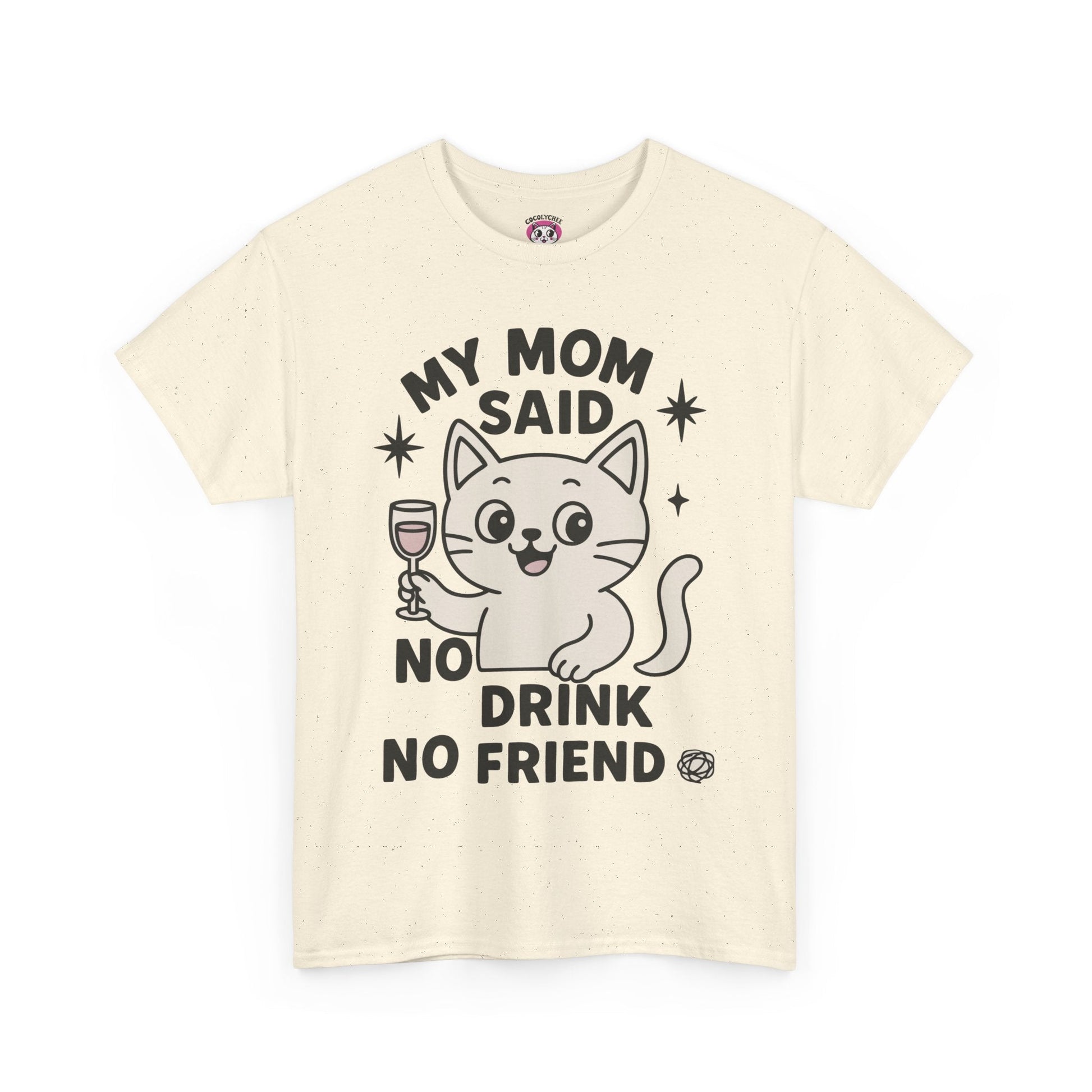 No Drink No Friend – Cute Cat Wine Tee - Cocolychee
