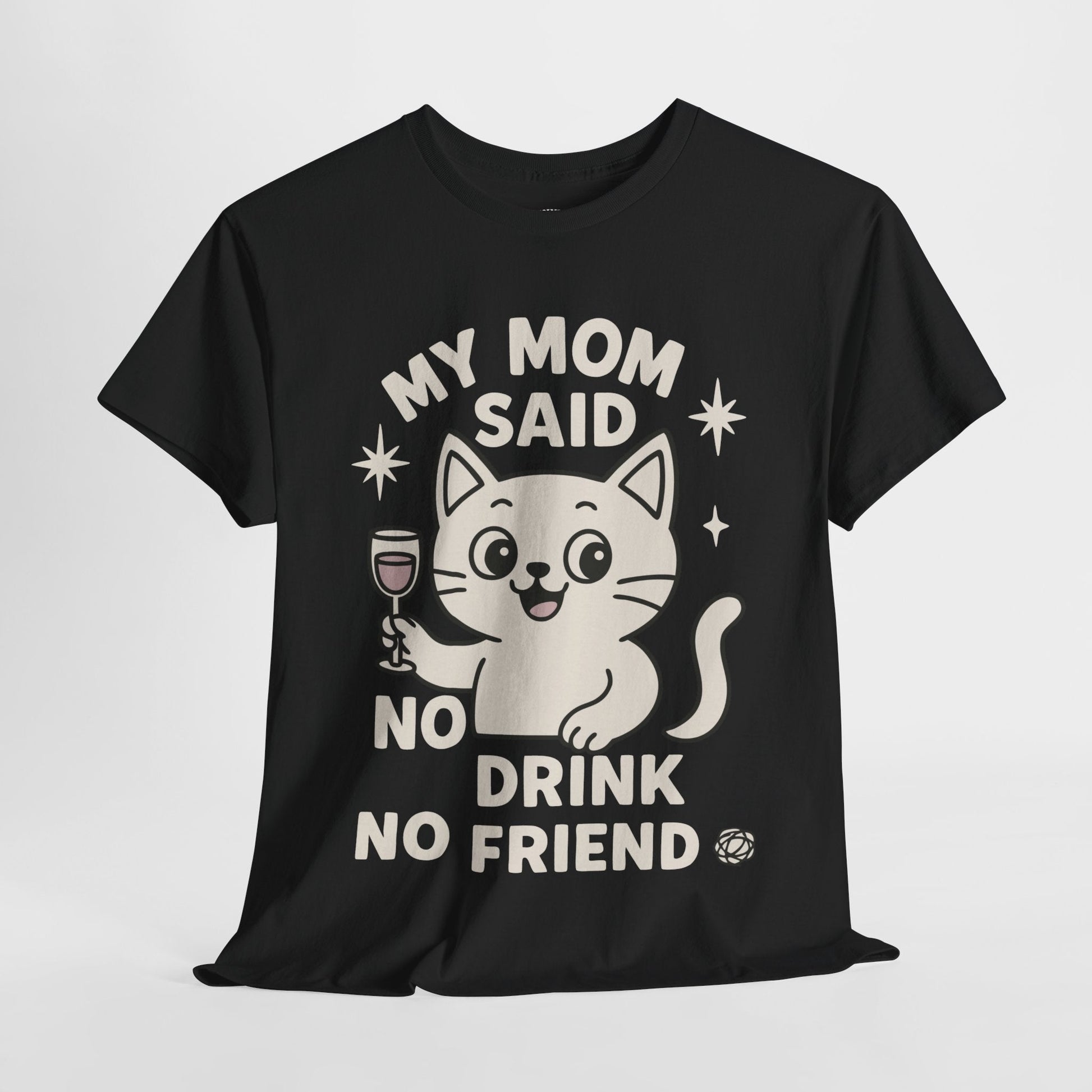 No Drink No Friend – Cute Cat Wine Tee - Cocolychee