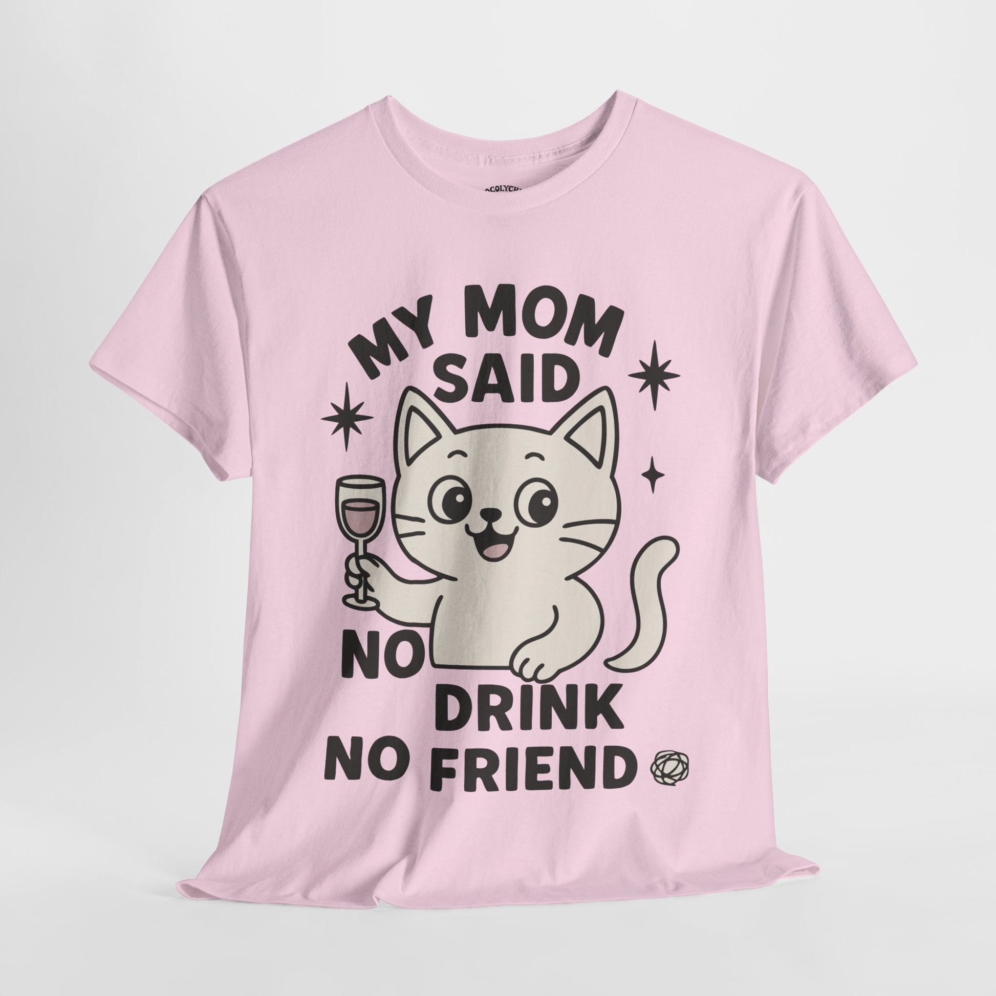 No Drink No Friend – Cute Cat Wine Tee - Cocolychee