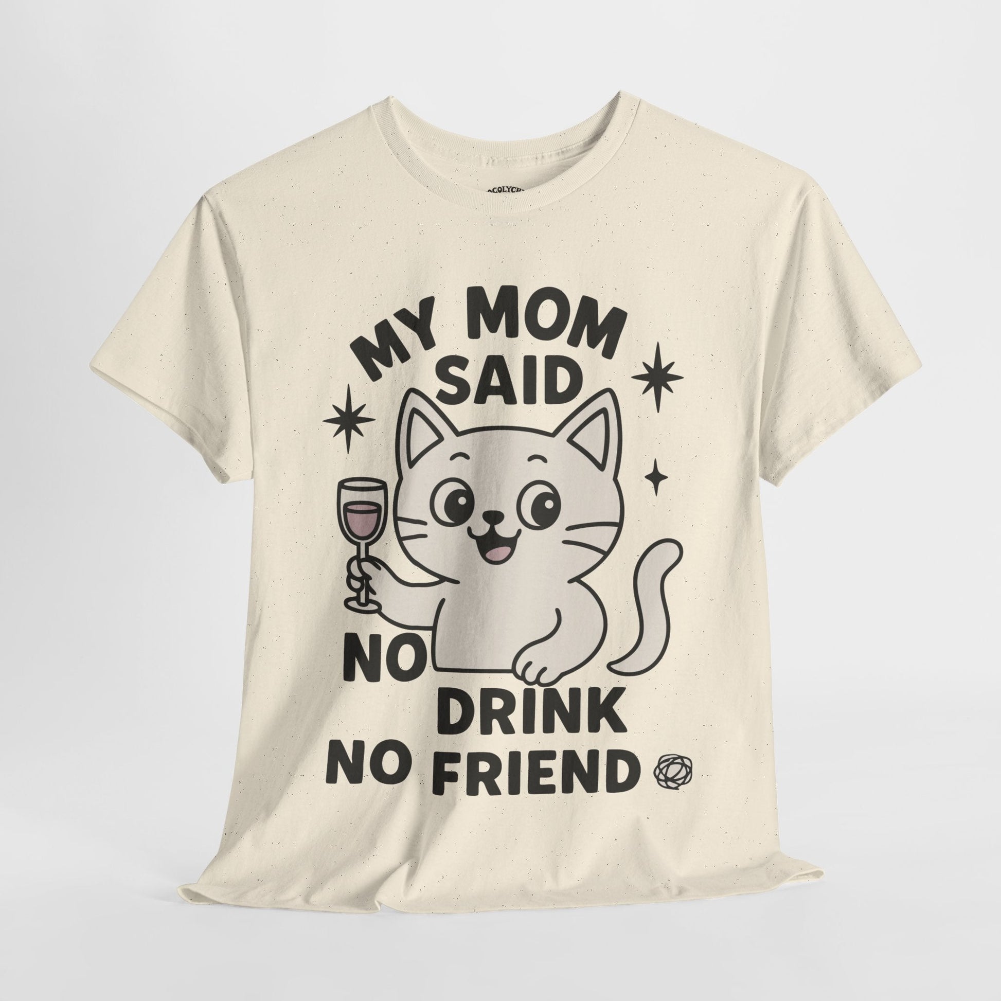 No Drink No Friend – Cute Cat Wine Tee - Cocolychee