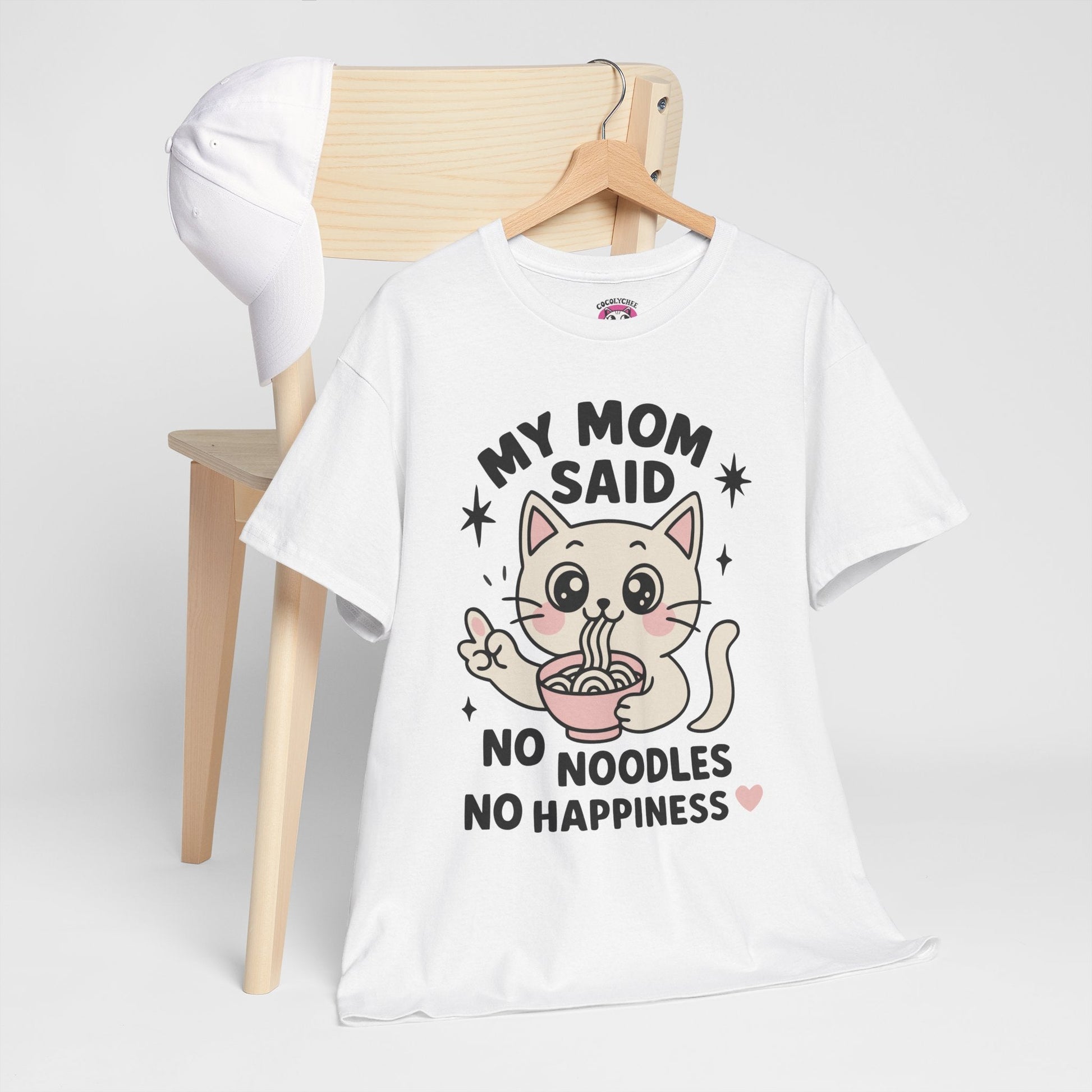 No Noodles No Happiness – Cute Cat Noodle Tee - Cocolychee