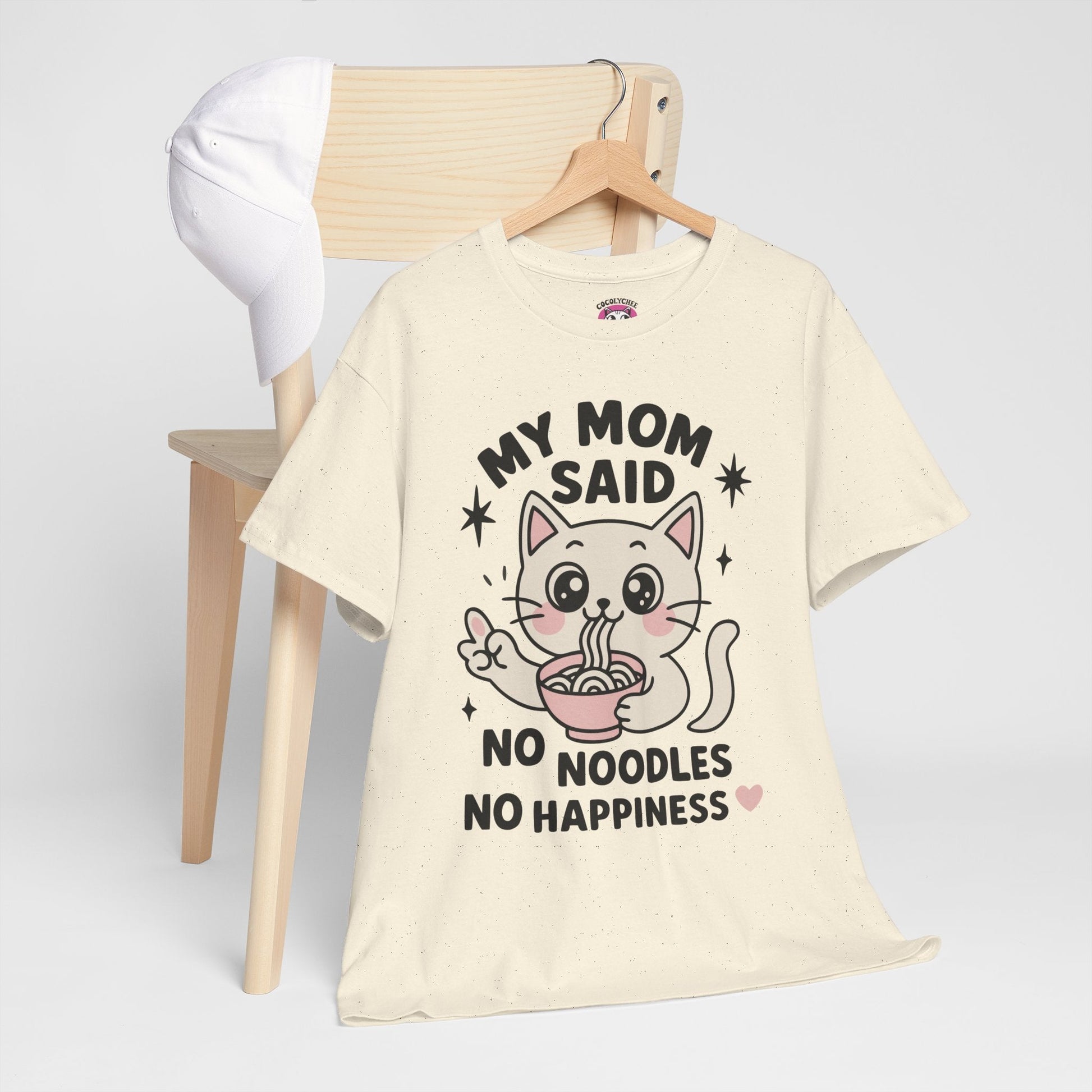 No Noodles No Happiness – Cute Cat Noodle Tee - Cocolychee