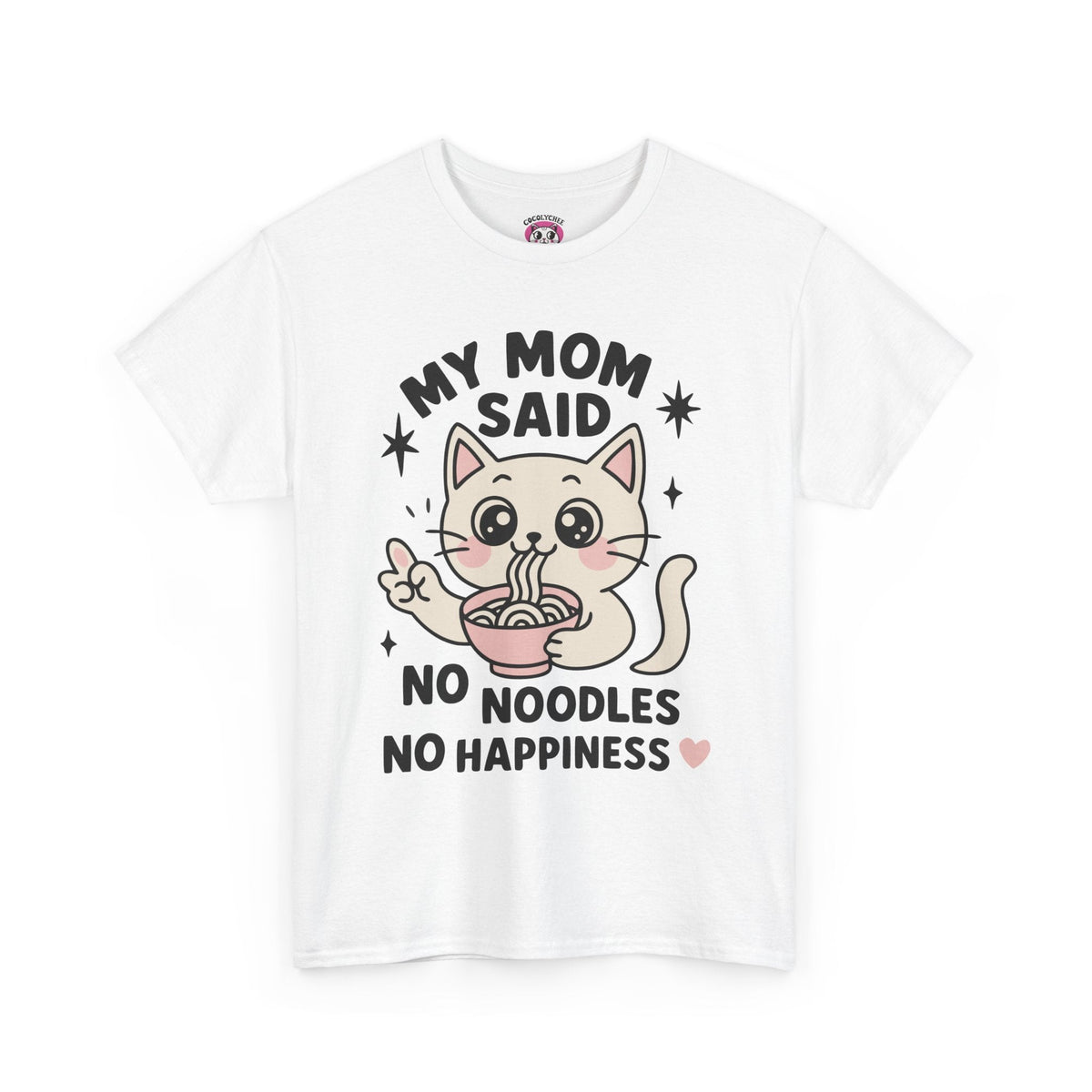 No Noodles No Happiness – Cute Cat Noodle Tee - Cocolychee