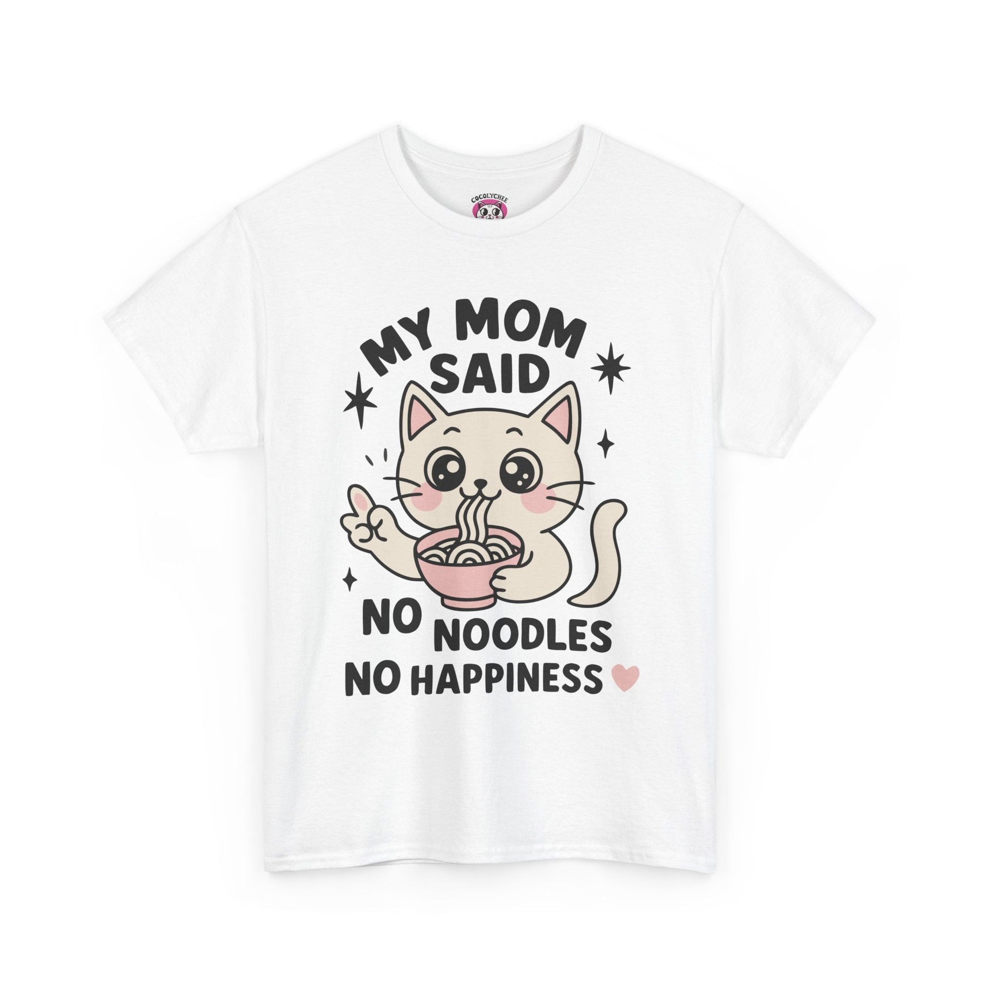 No Noodles No Happiness – Cute Cat Noodle Tee - Cocolychee