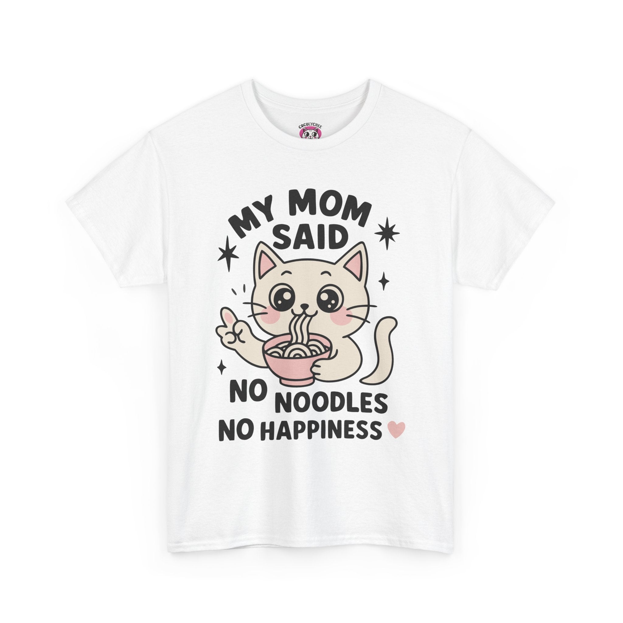 No Noodles No Happiness – Cute Cat Noodle Tee - Cocolychee