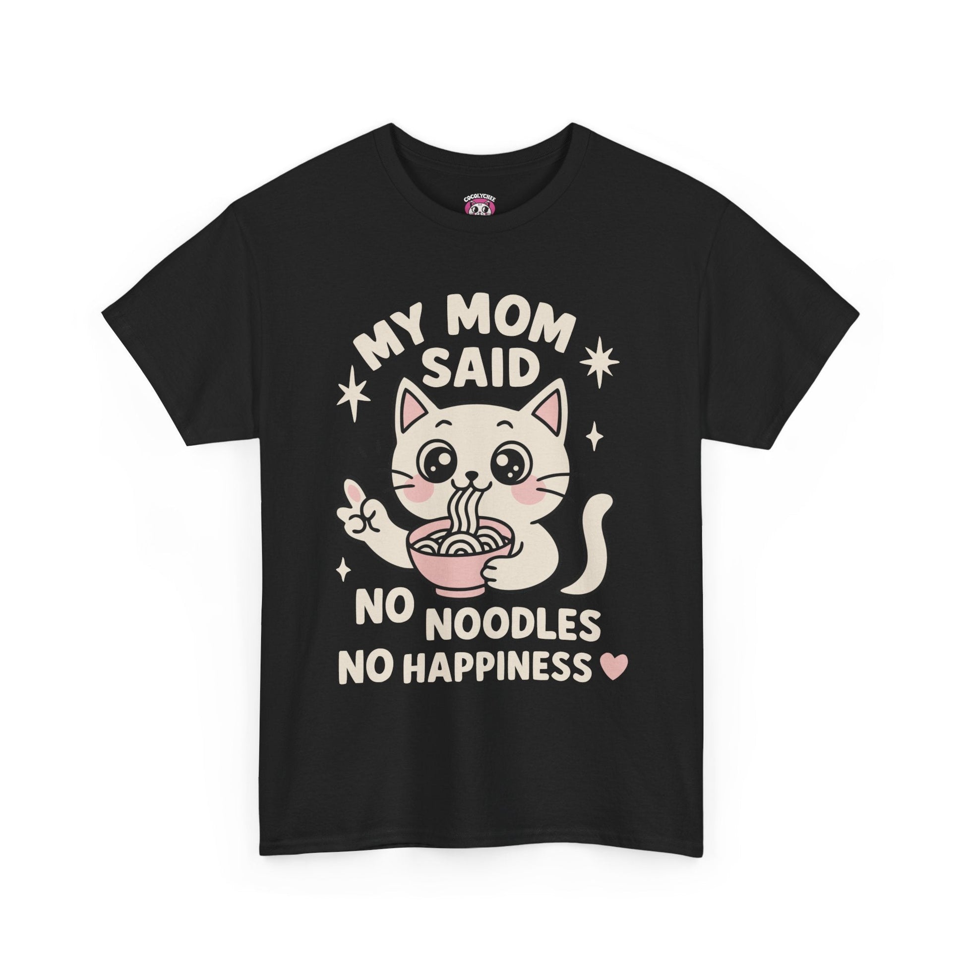 No Noodles No Happiness – Cute Cat Noodle Tee - Cocolychee