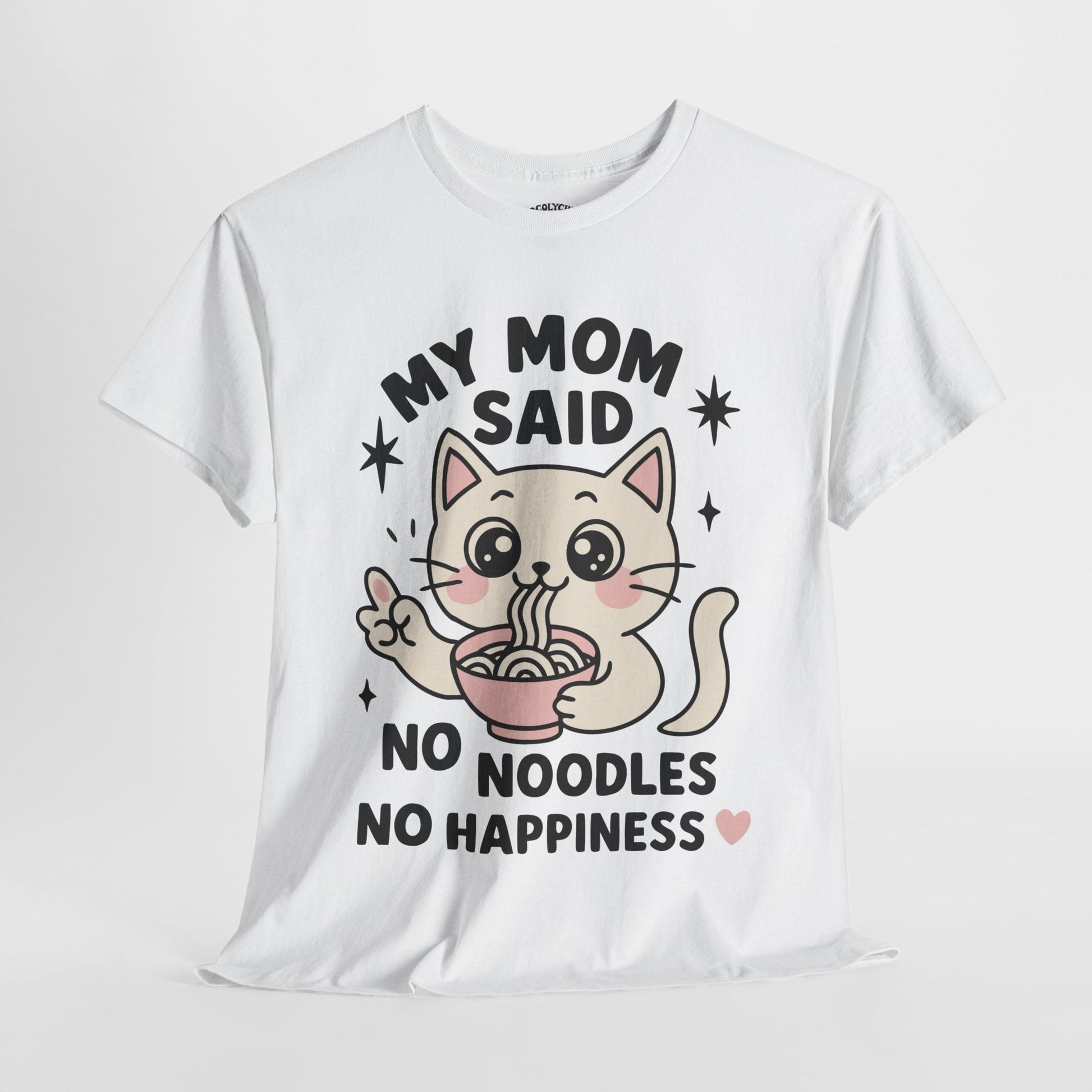 No Noodles No Happiness – Cute Cat Noodle Tee - Cocolychee