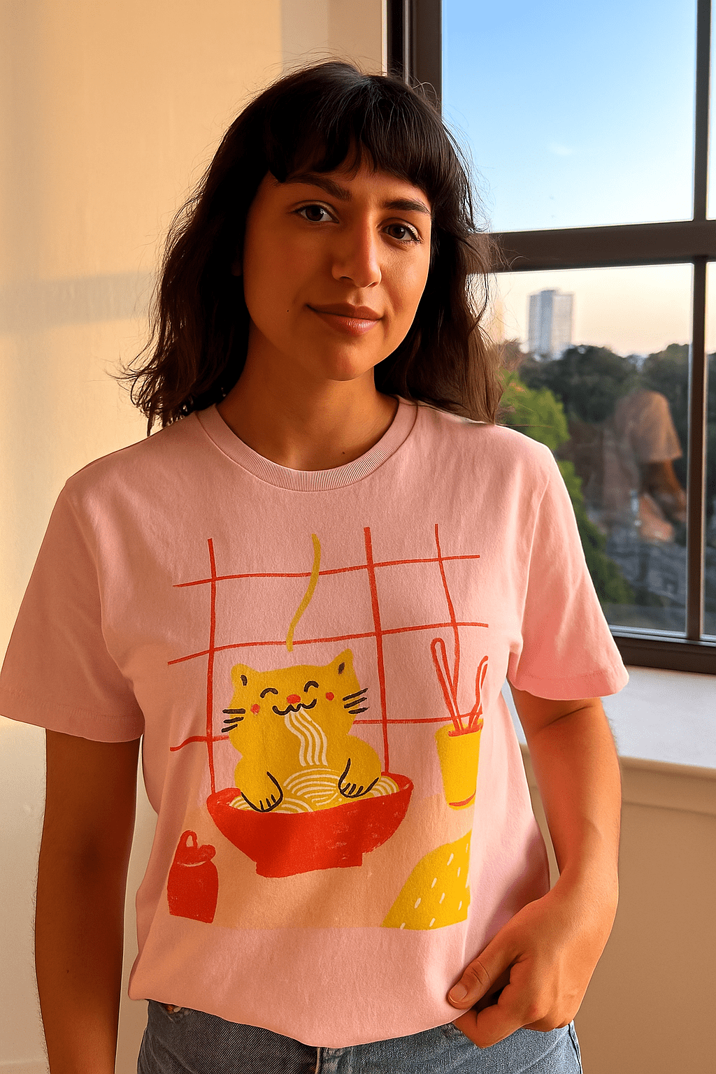 Noodle Neko™ Tee – Pastel Japanese Kawaii Aesthetic - Cocolychee