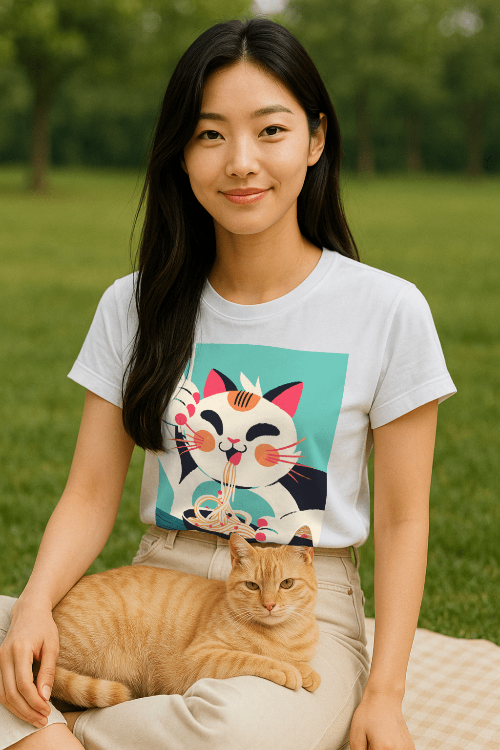 Noodle Nirvana™ Calico Cat Graphic Tee - Cocolychee