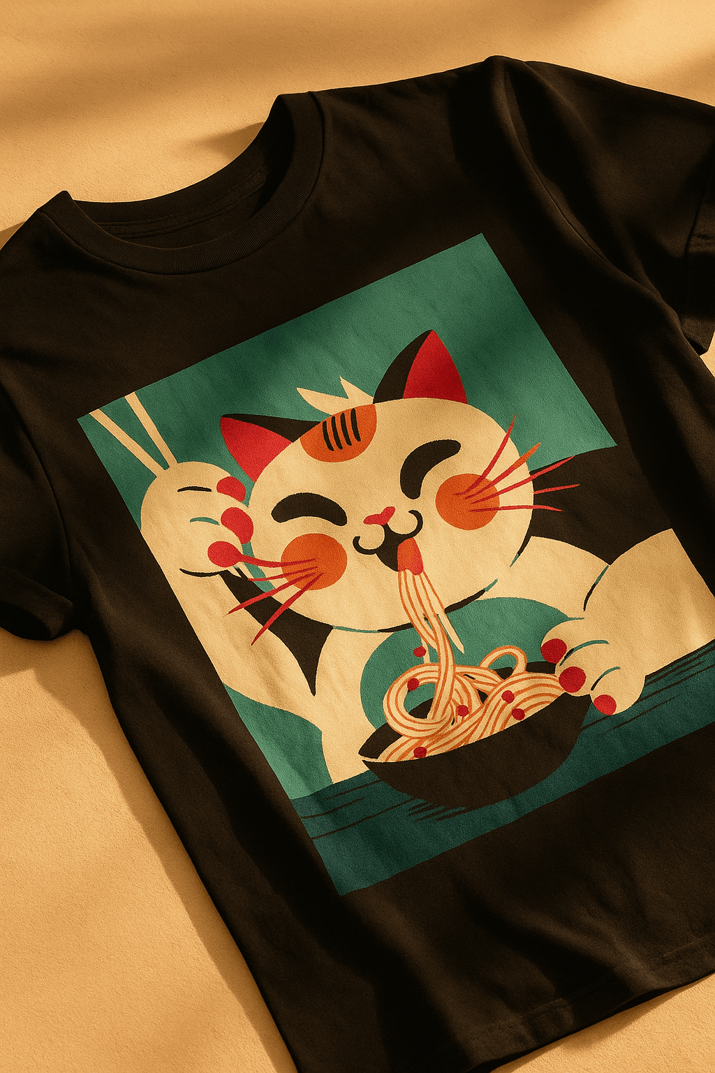 Noodle Nirvana™ Tee – Kawaii Calico Cat & Ramen Shirt - Cocolychee