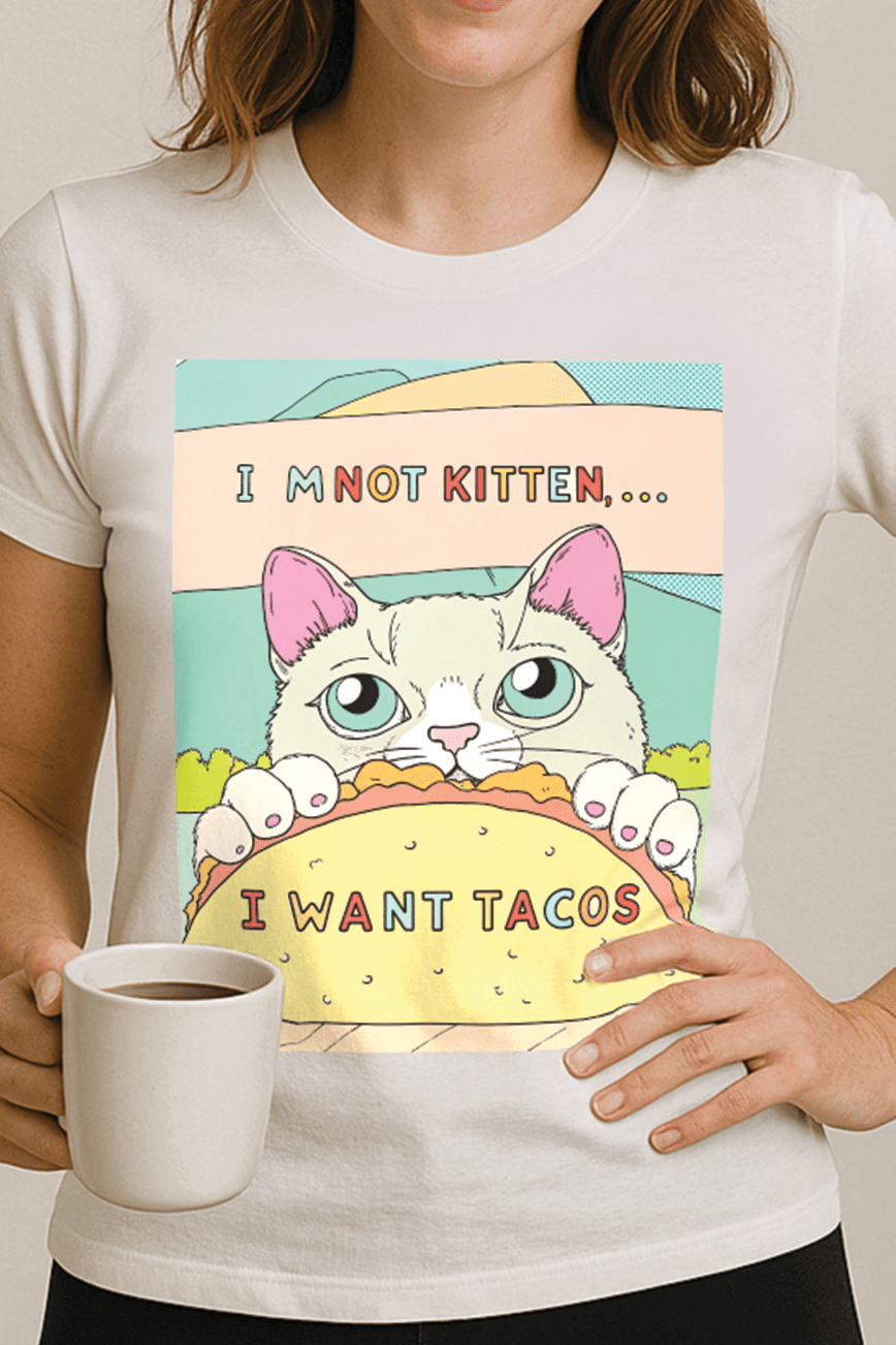 Not Kitten Around™ I Want Tacos Pastel Edition Graphic Tee - Cocolychee