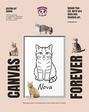 Personalized Cat Portrait Canvas – Custom Pet Line Art for Cat Lovers - Cocolychee