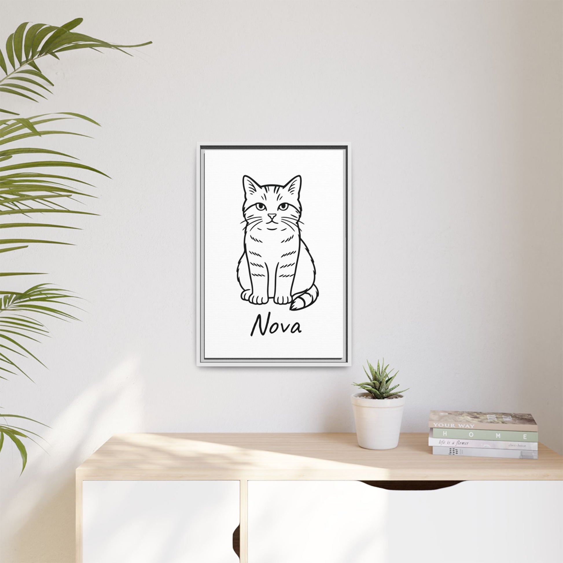 Personalized Cat Portrait Canvas – Custom Pet Line Art for Cat Lovers - Cocolychee