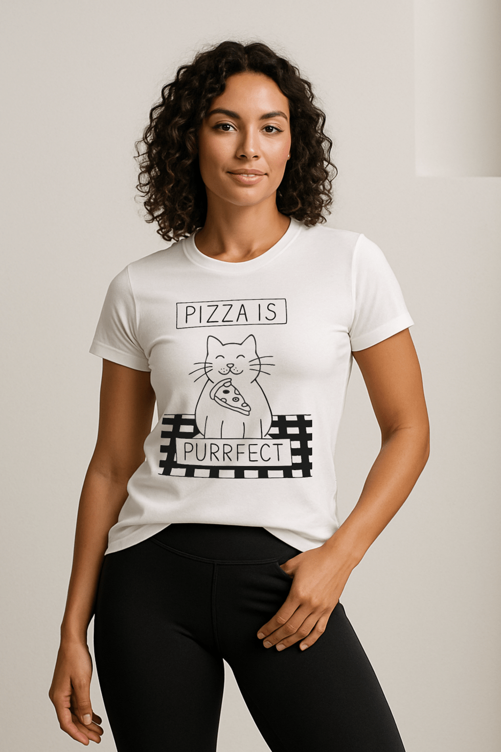 Pizza Is Purrfect™ Line - Art Framed Graphic Tee - Cocolychee