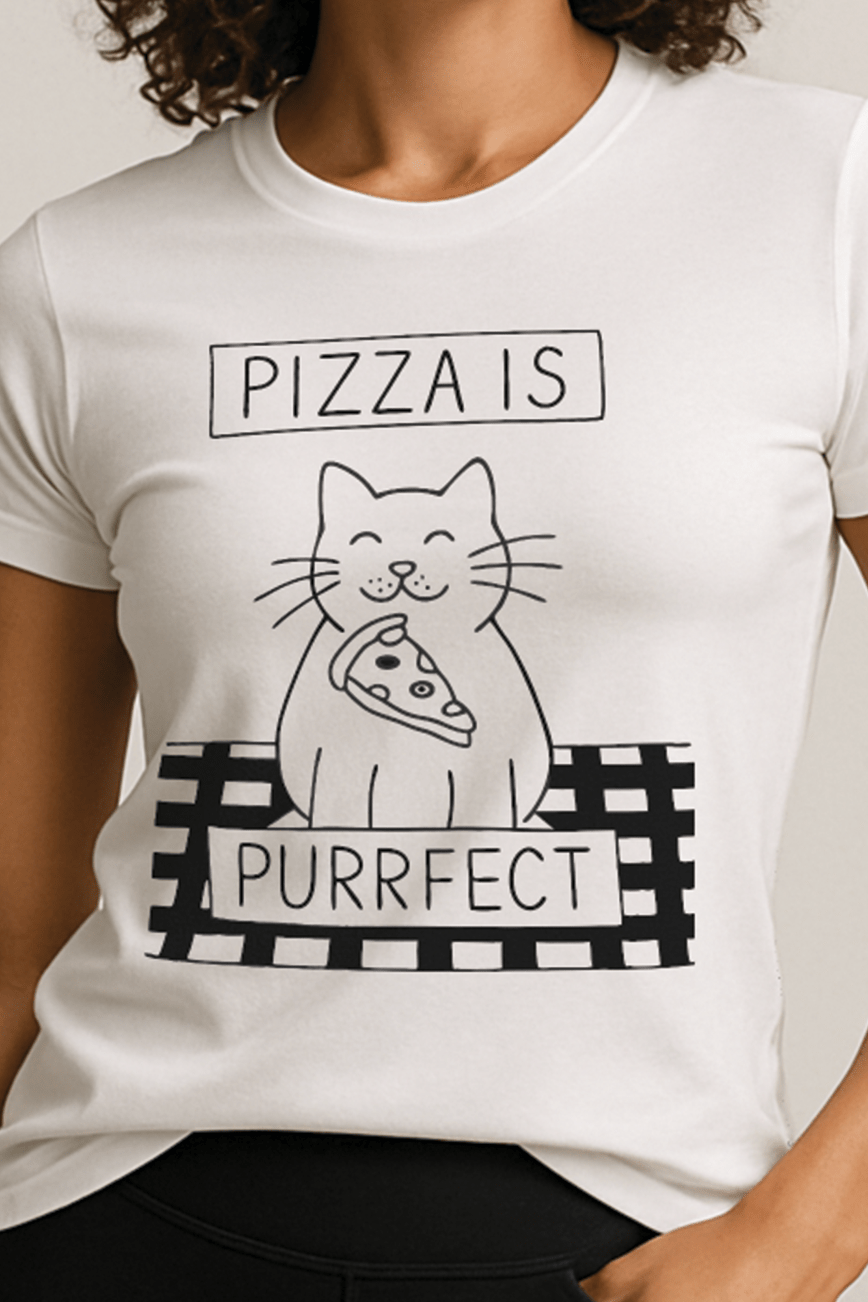 Pizza Is Purrfect™ Line - Art Framed Graphic Tee - Cocolychee