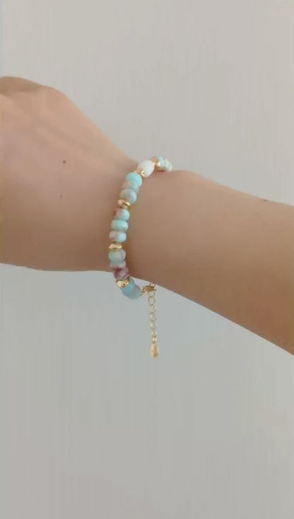 Bracelet with Shoushan Stone and Natural Pearls