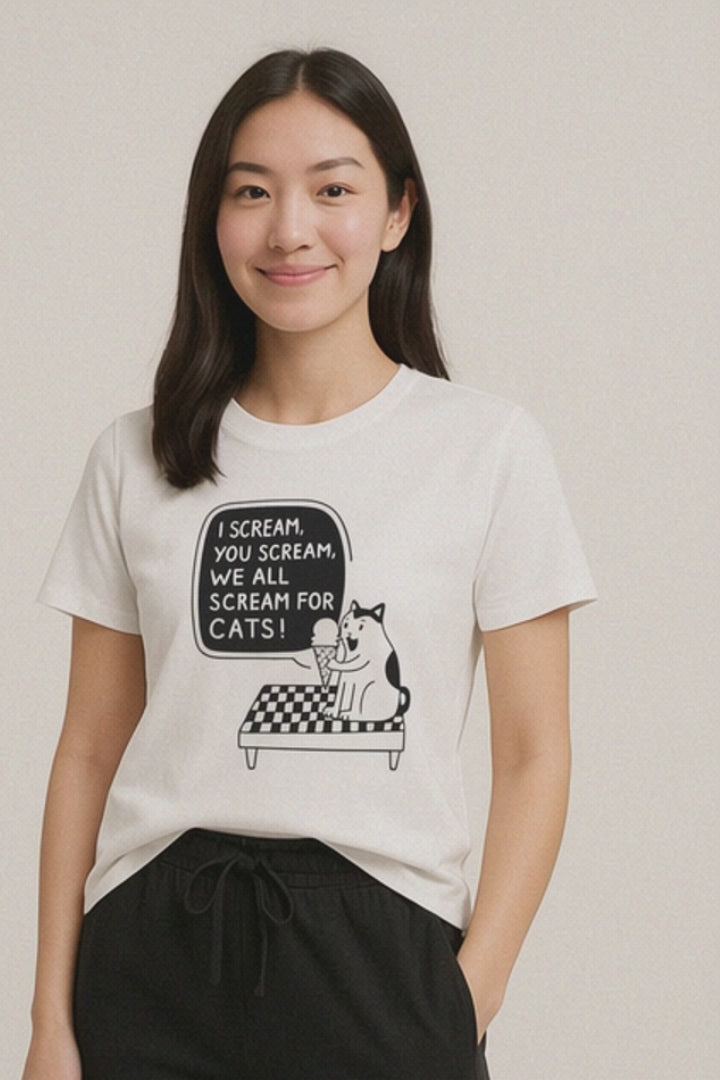 We All Scream for Cats™ Line-Art Edition Graphic Tee