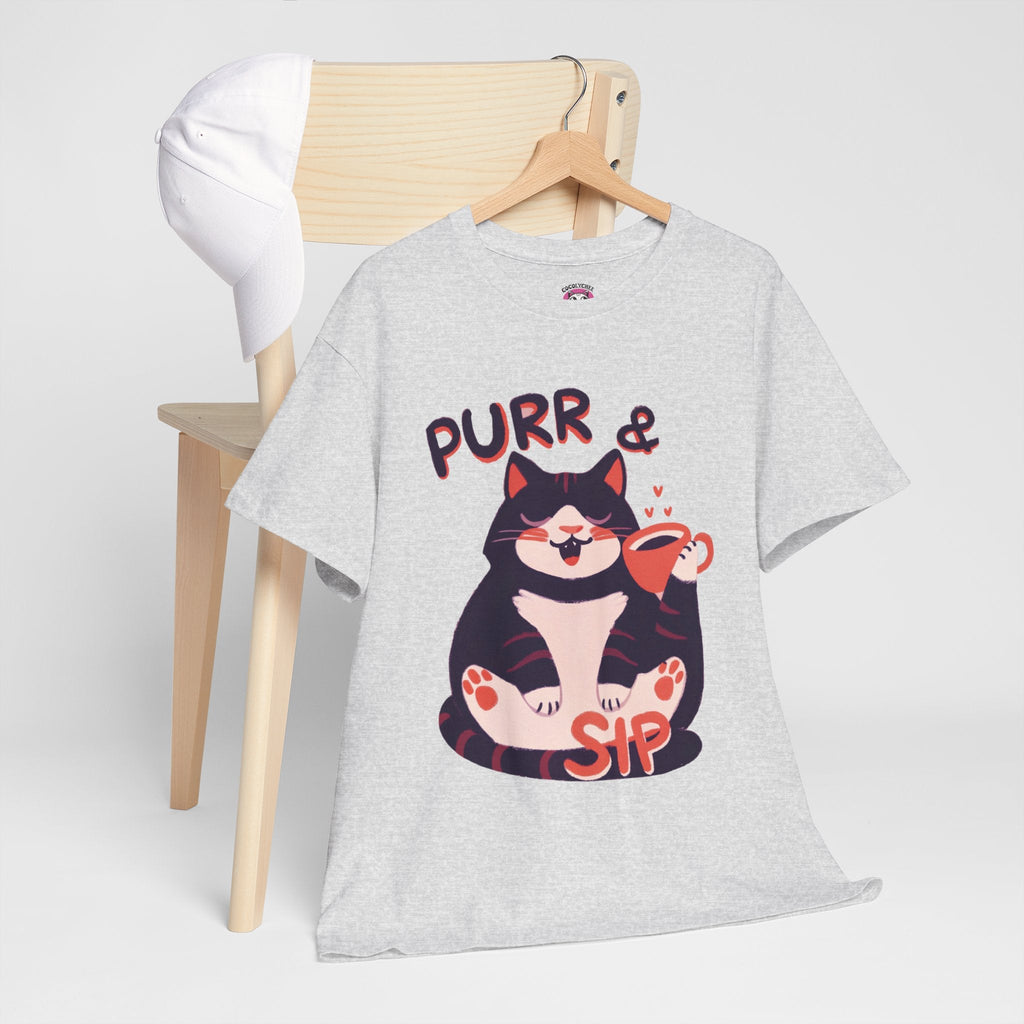 Purr & Sip™ Color Edition Cat & Coffee Graphic Tee - Cocolychee