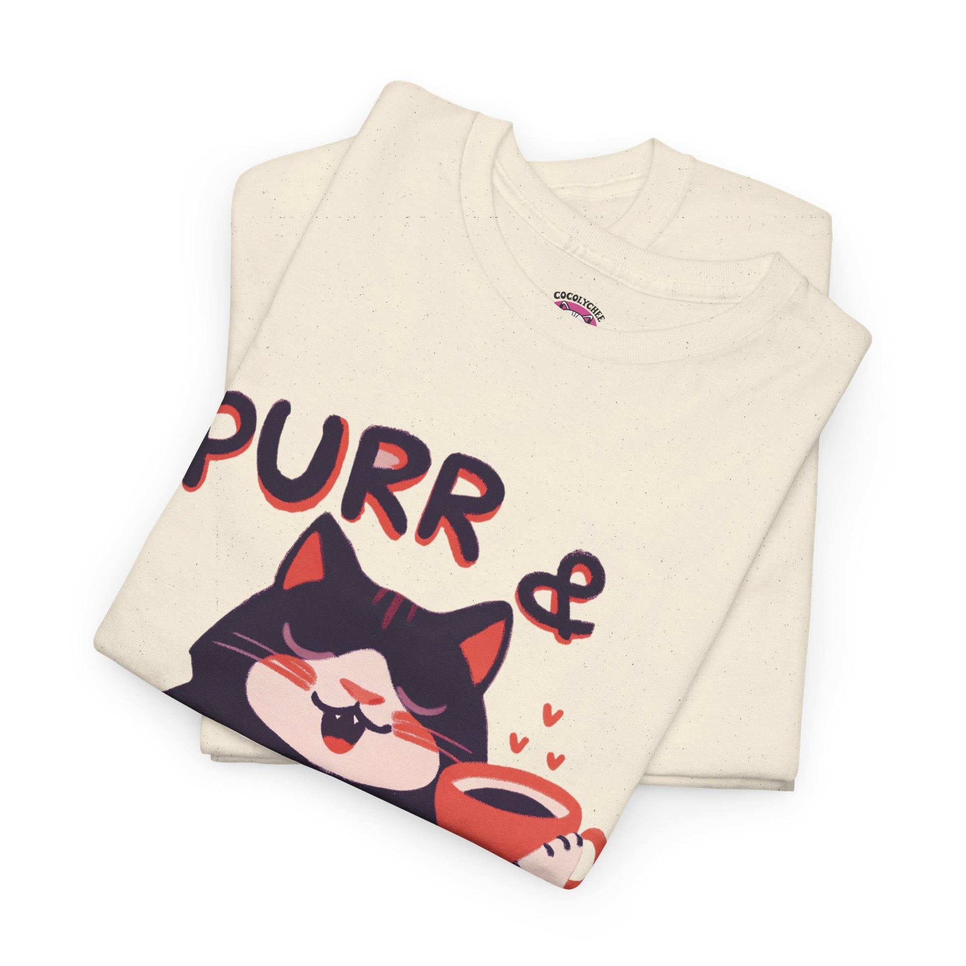 Purr & Sip™ Color Edition Cat & Coffee Graphic Tee - Cocolychee