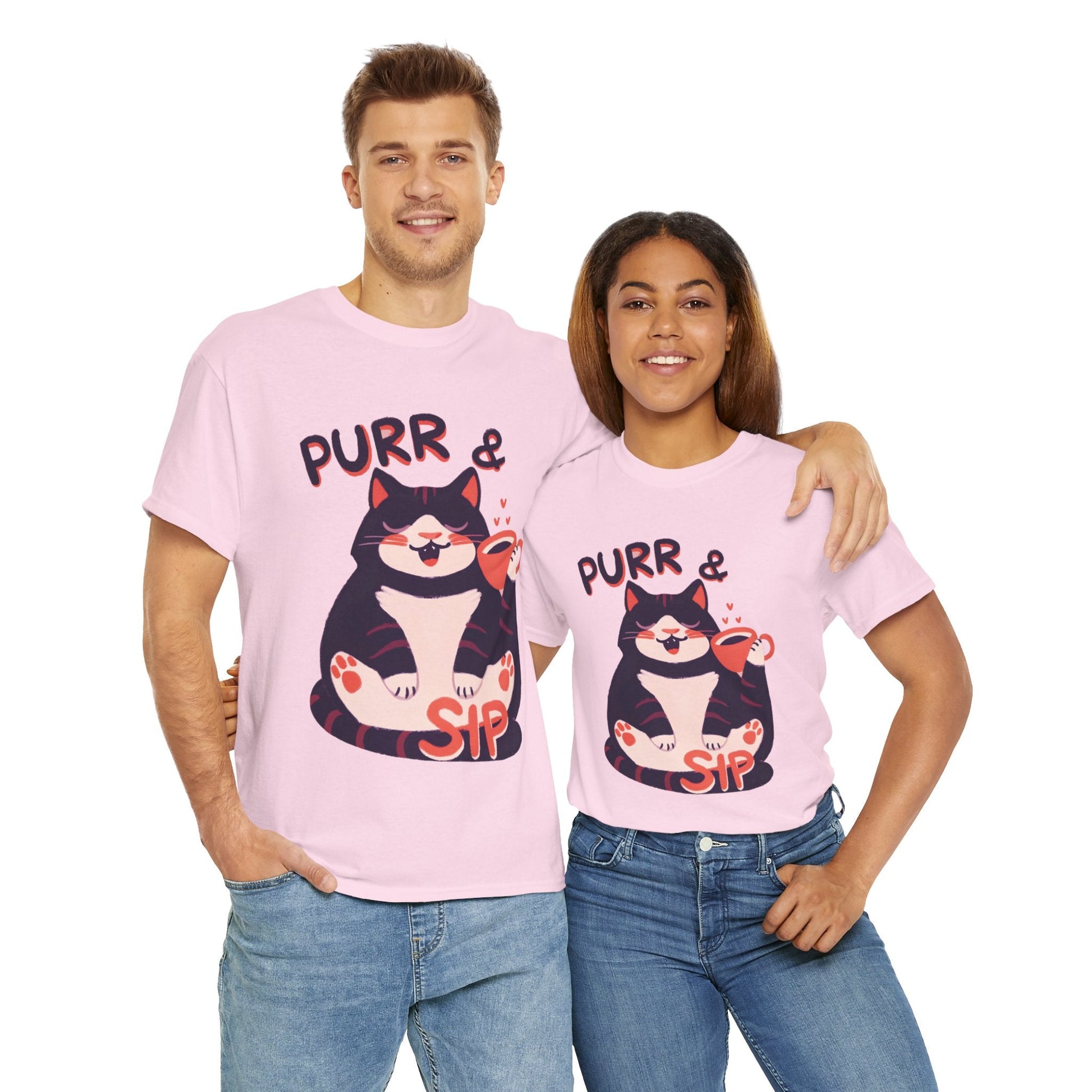 Purr & Sip™ Color Edition Cat & Coffee Graphic Tee - Cocolychee