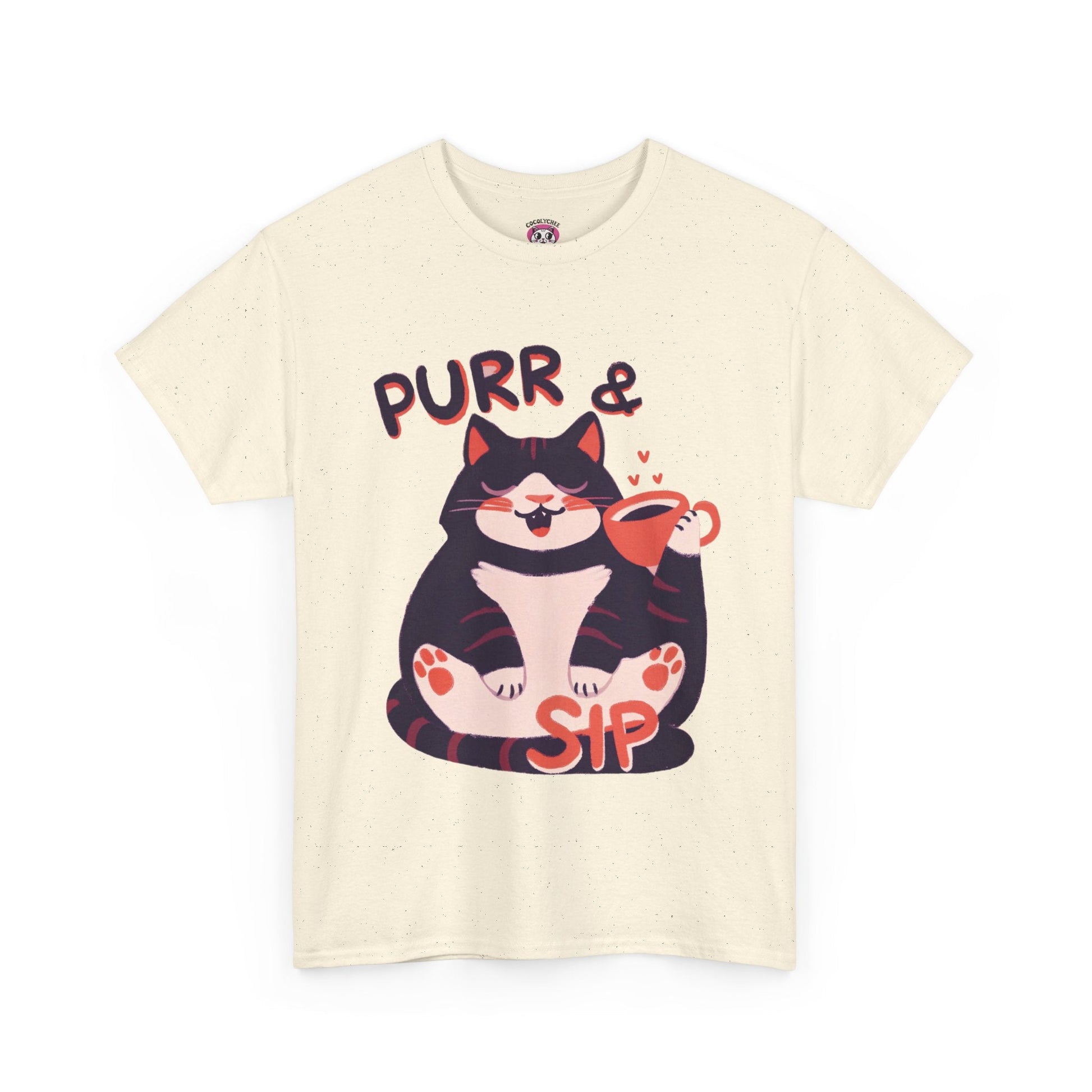 Purr & Sip™ Color Edition Cat & Coffee Graphic Tee - Cocolychee