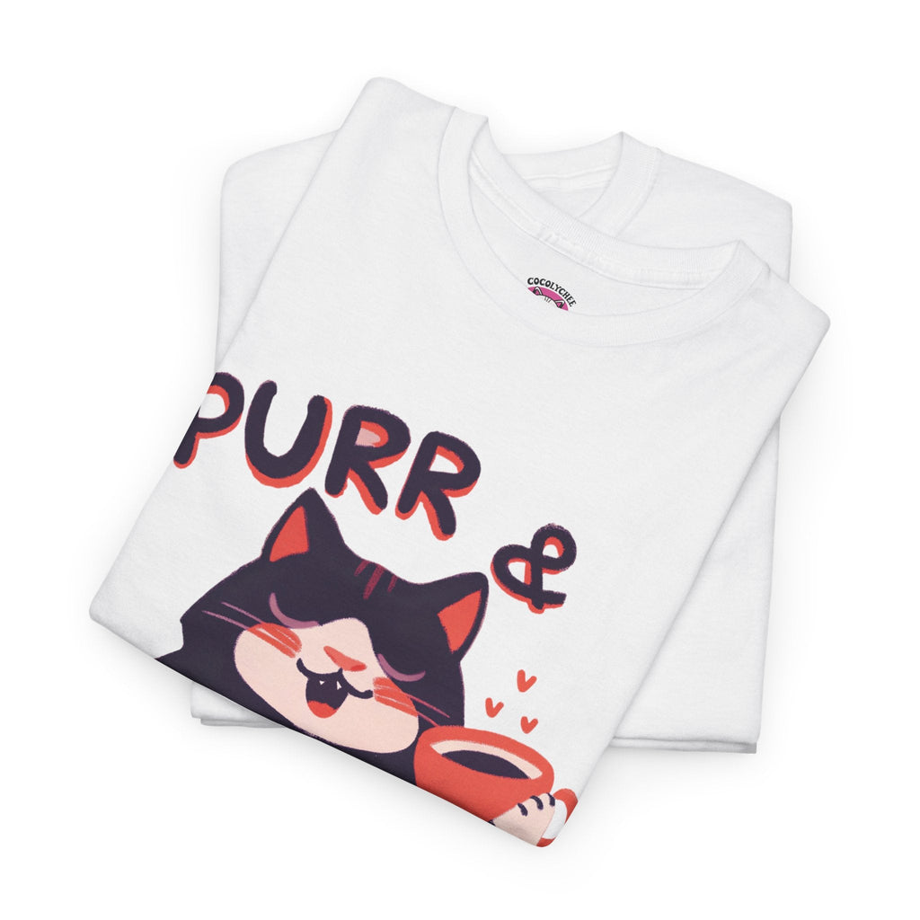Purr & Sip™ Color Edition Cat & Coffee Graphic Tee - Cocolychee
