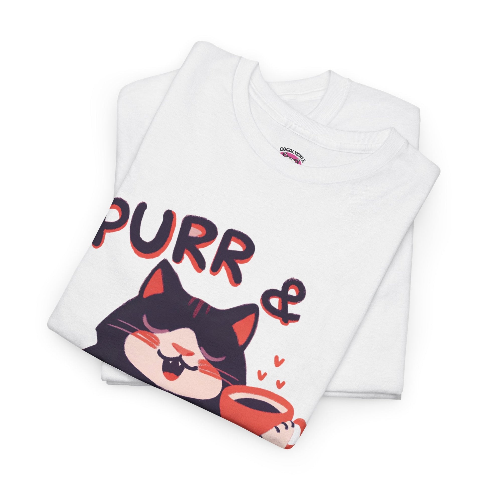 Purr & Sip™ Color Edition Cat & Coffee Graphic Tee - Cocolychee