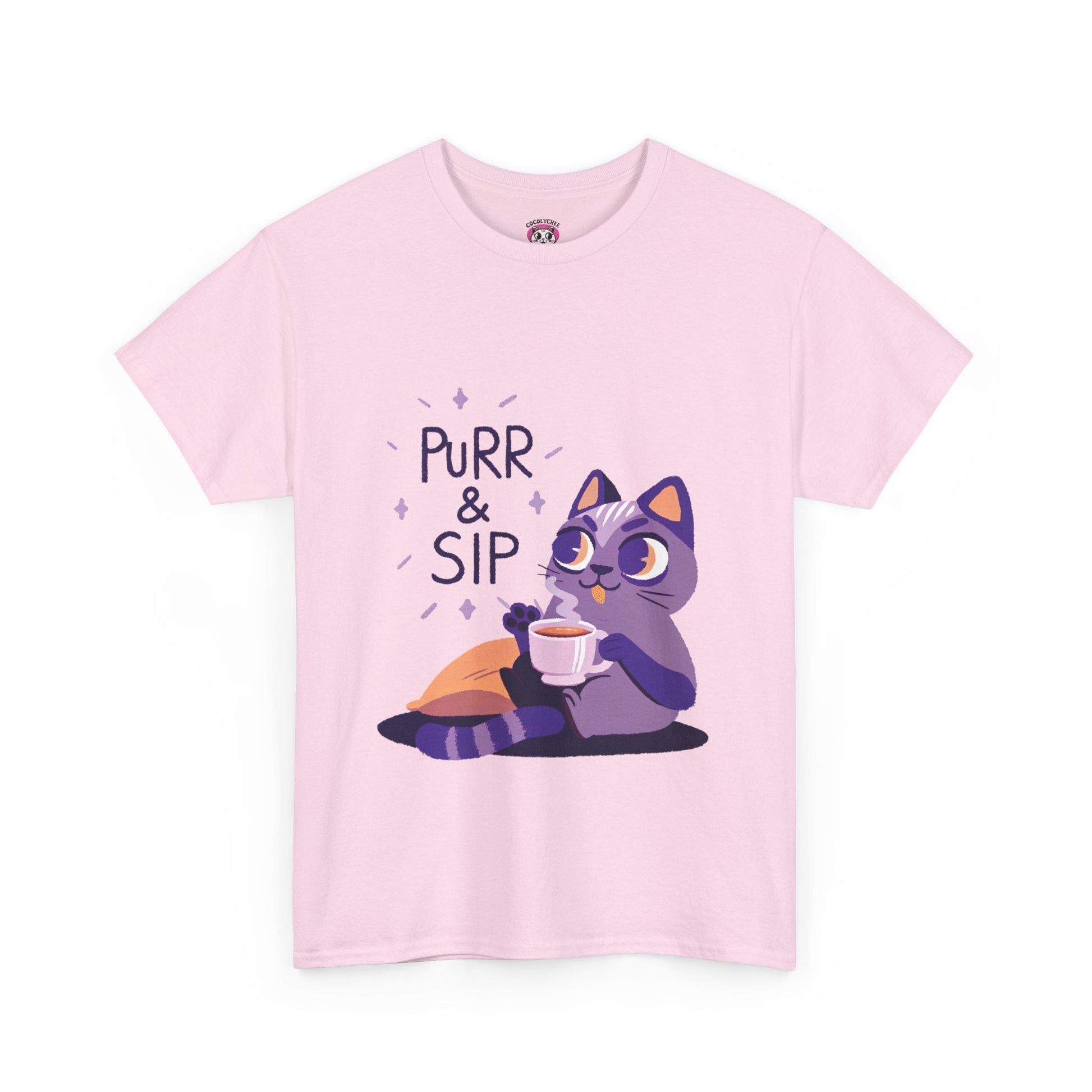 Purr & Sip™ Pastel Edition Cat & Coffee Graphic Tee - Cocolychee