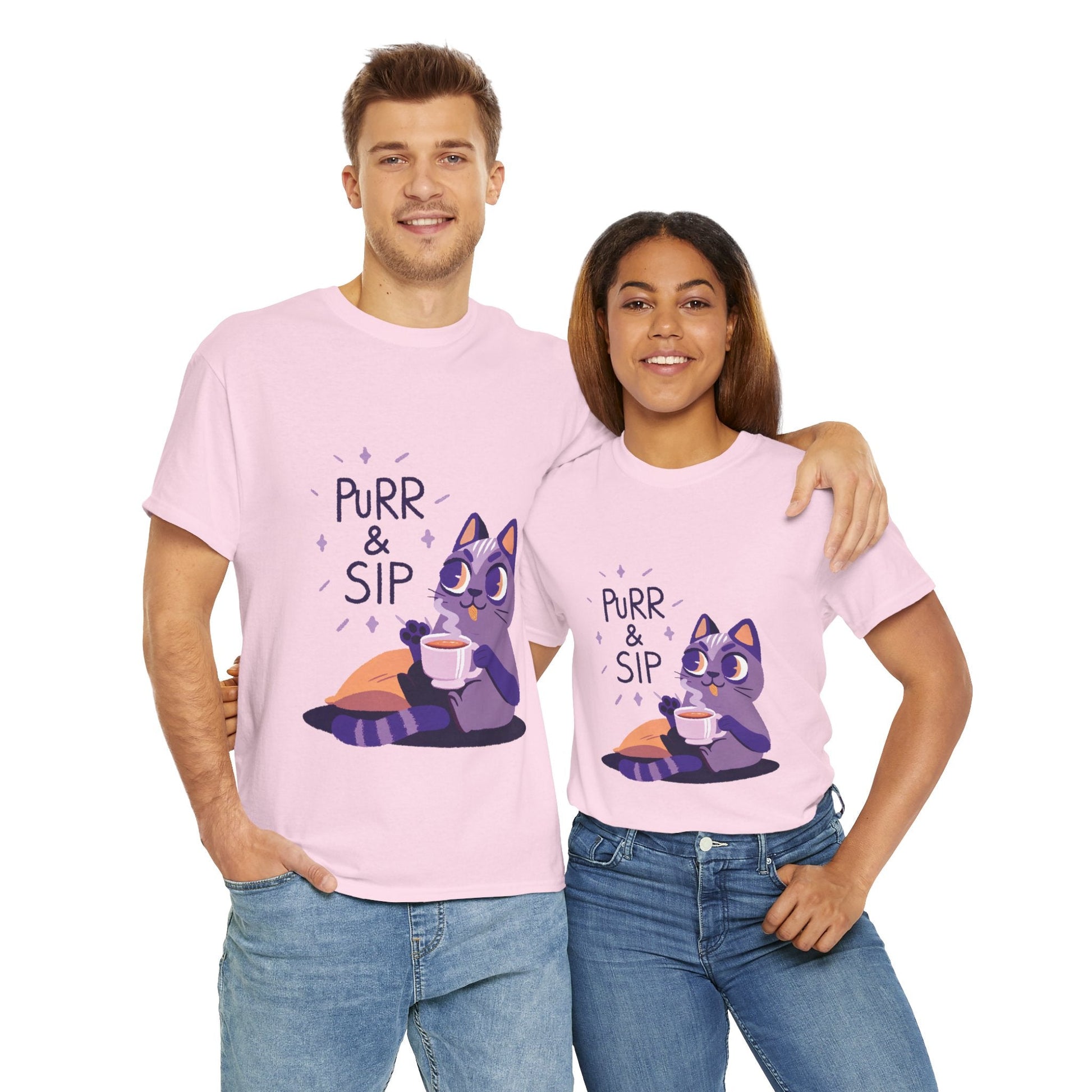 Purr & Sip™ Pastel Edition Cat & Coffee Graphic Tee - Cocolychee