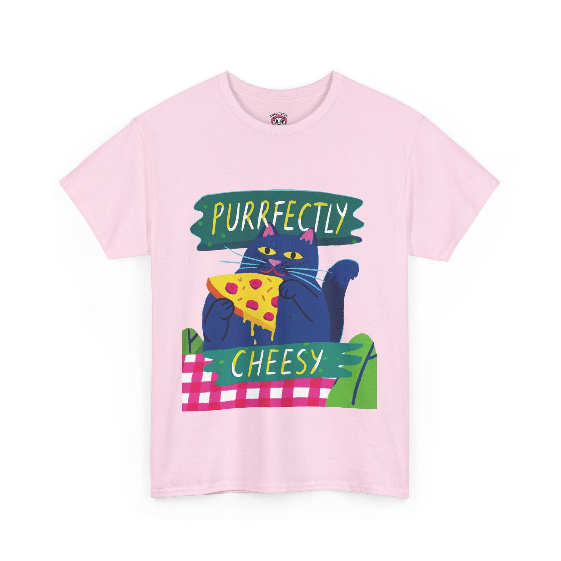 Purrfectly Cheesy™ Cat & Pizza Graphic Tee - Cocolychee