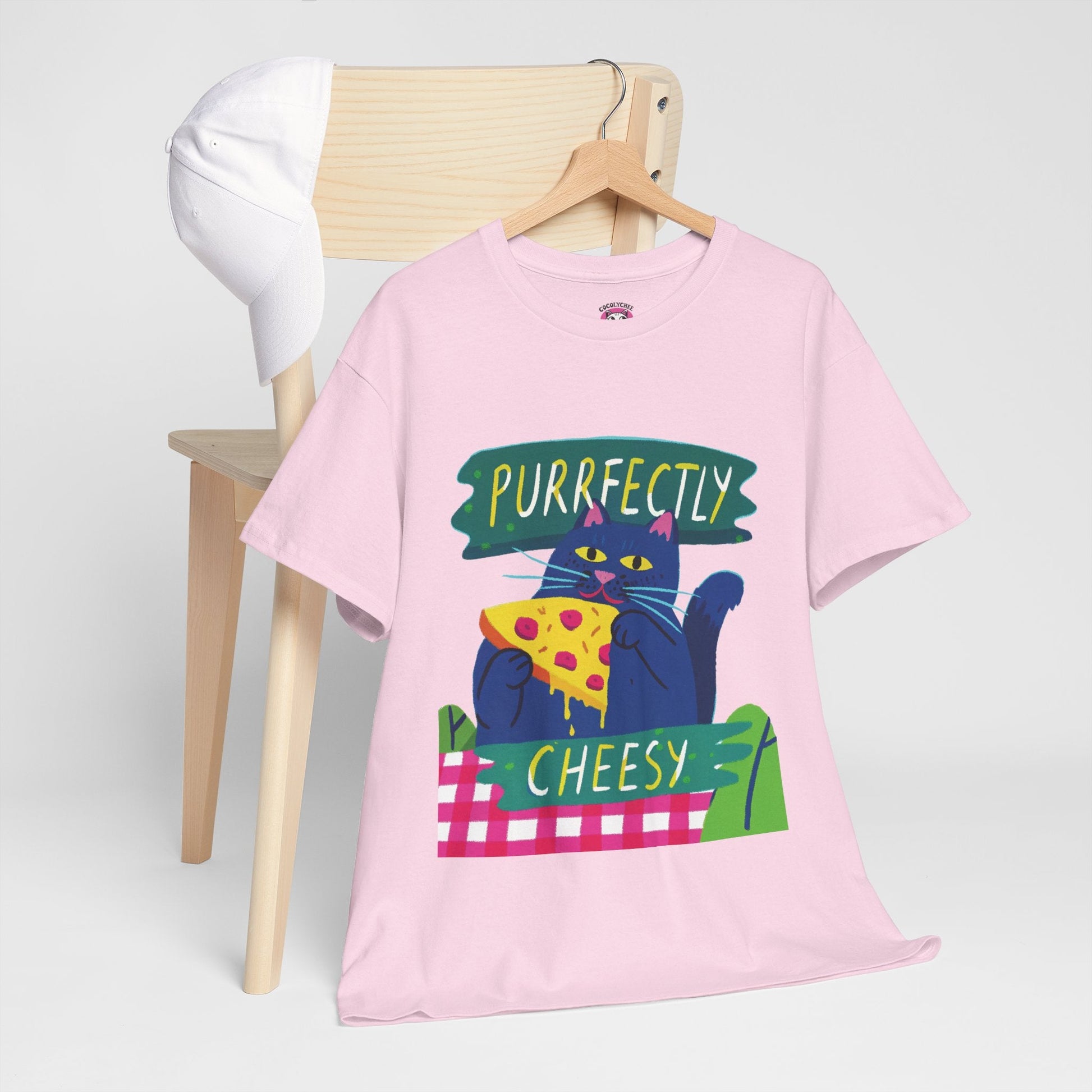 Purrfectly Cheesy™ Cat & Pizza Graphic Tee - Cocolychee