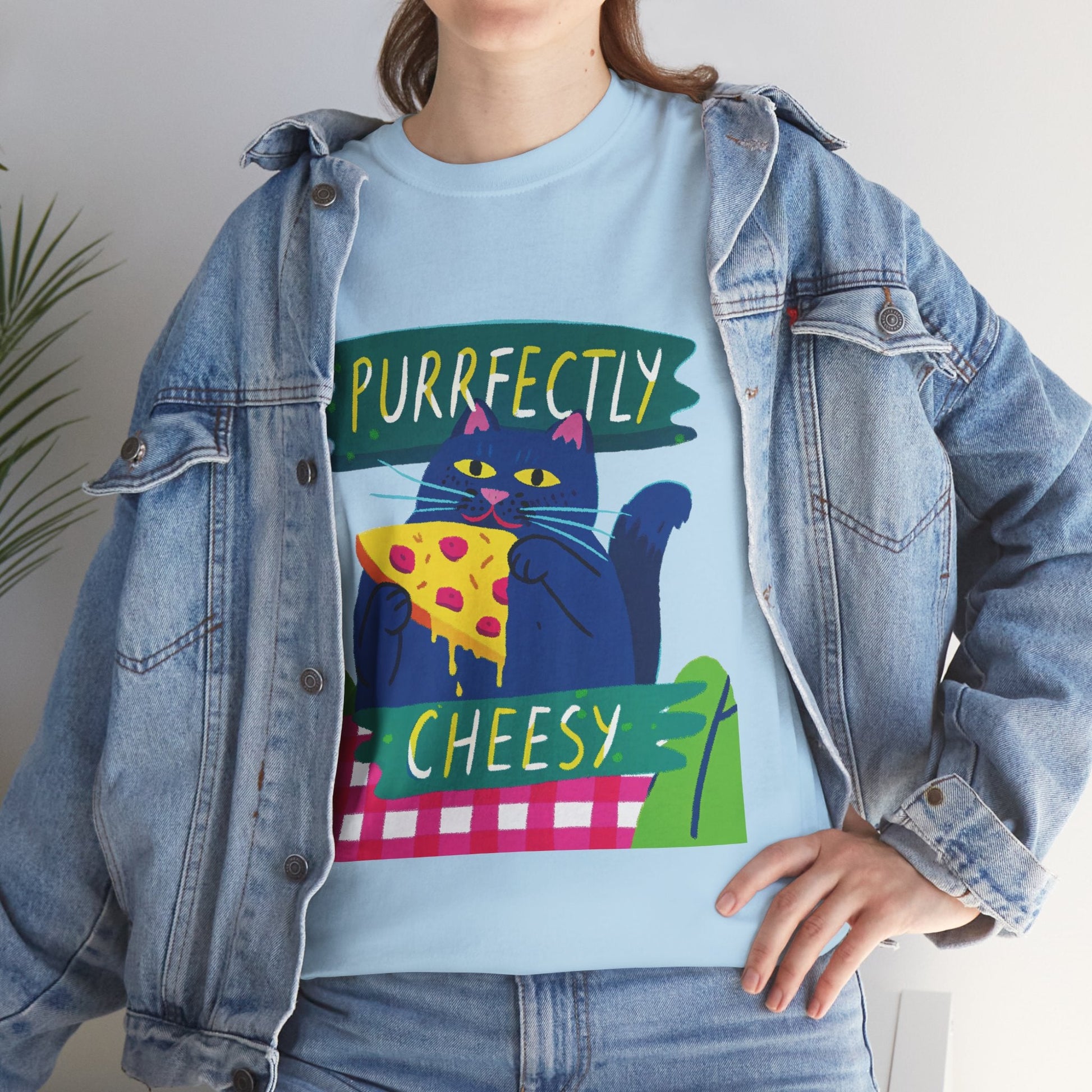 Purrfectly Cheesy™ Cat & Pizza Graphic Tee - Cocolychee